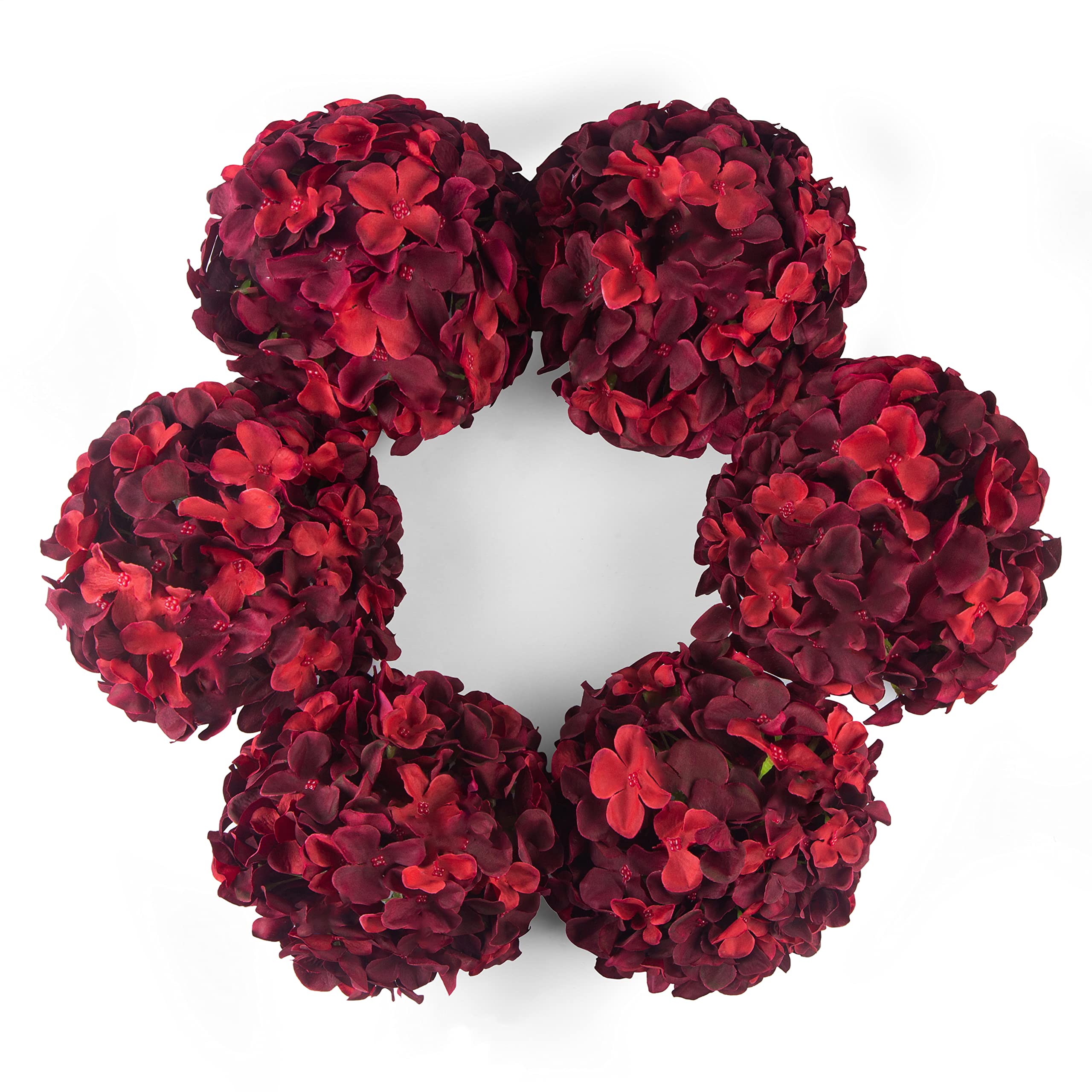 Duhouse Burgundy Artificial Bigger Silk Hydrangea Flower Heads With Stem Realistic Fake Hydrangea Flower Bouquets For Wedding Home Party Garden Centerpiece Pack Of 6(Burgundy)