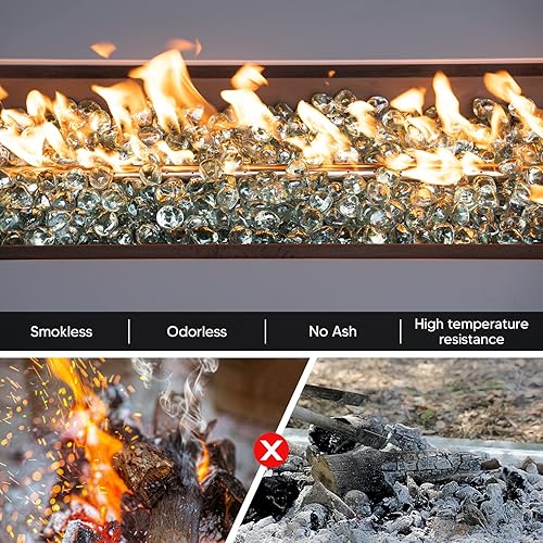 Miniatura 3 de Mr. Fireglass Diamantes mezclados de vidrio de fuego de 10 libras para chimenea, hoguera y paisaje lanscaping - Rocas de fuego de hielo de cristal