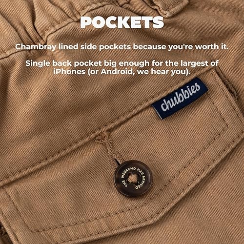 Miniatura 5 de Chubbies Pantalones cortos chinos para hombre de 5.5 pulgadas, pantalones cortos casuales con cintura elástica, bolsillos laterales y traseros,