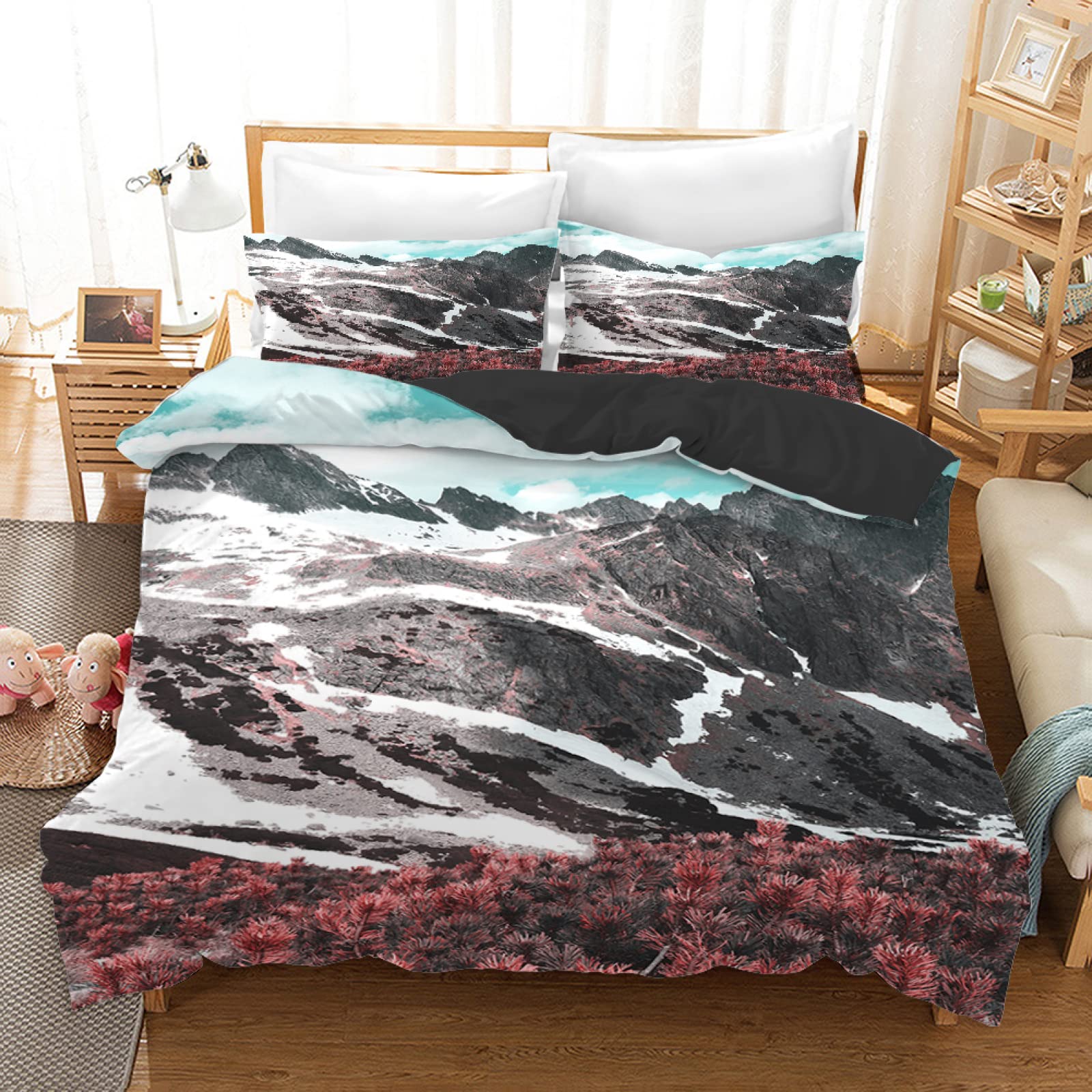 Housse de couette 90x190 enfant vagues grises microfibre anti-plis et facile à laver