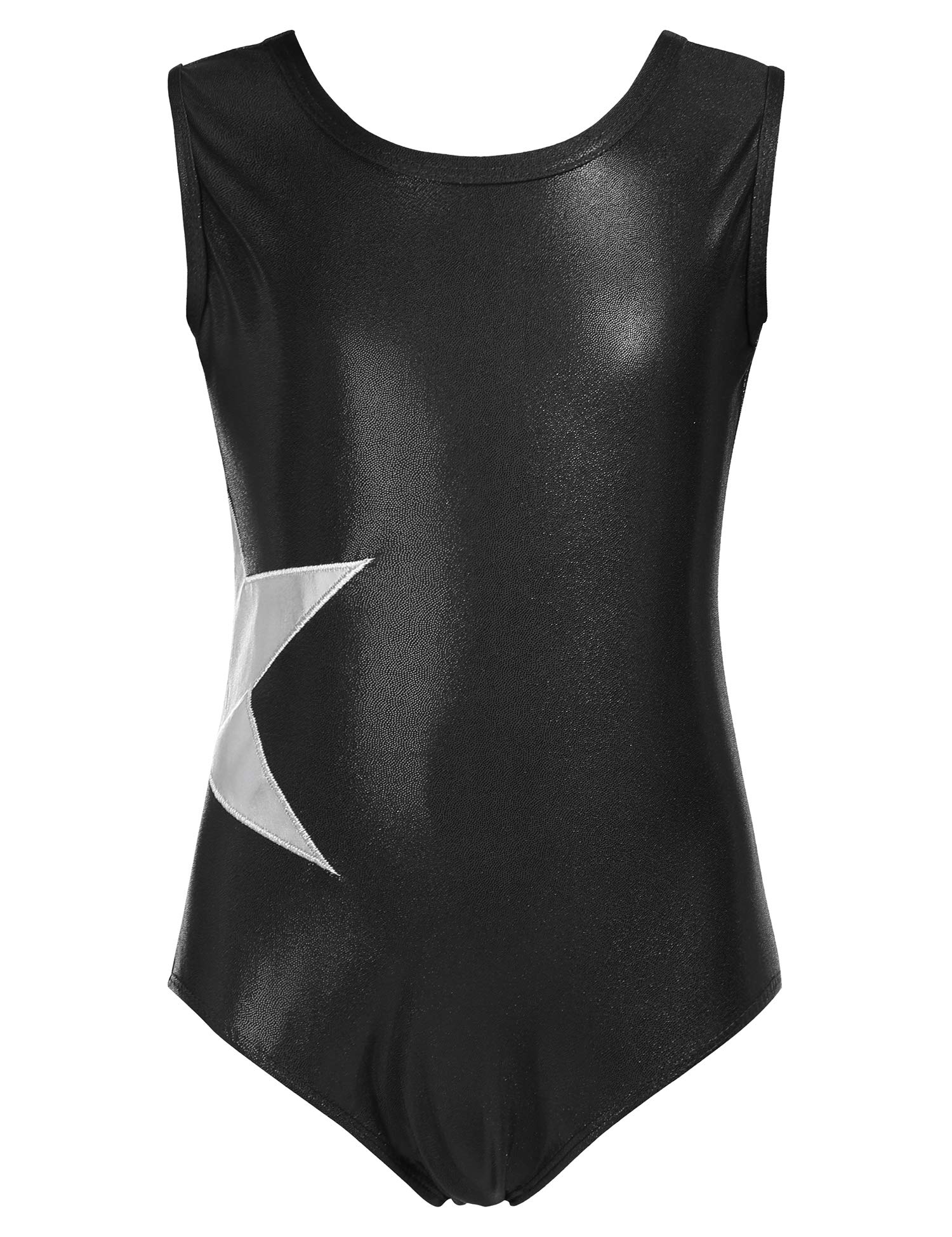 Arshiner Kid Girls Sleeveless Gymnastics Leotards Shiny Sparkle Stars One Piece Ballet Dance Outfit