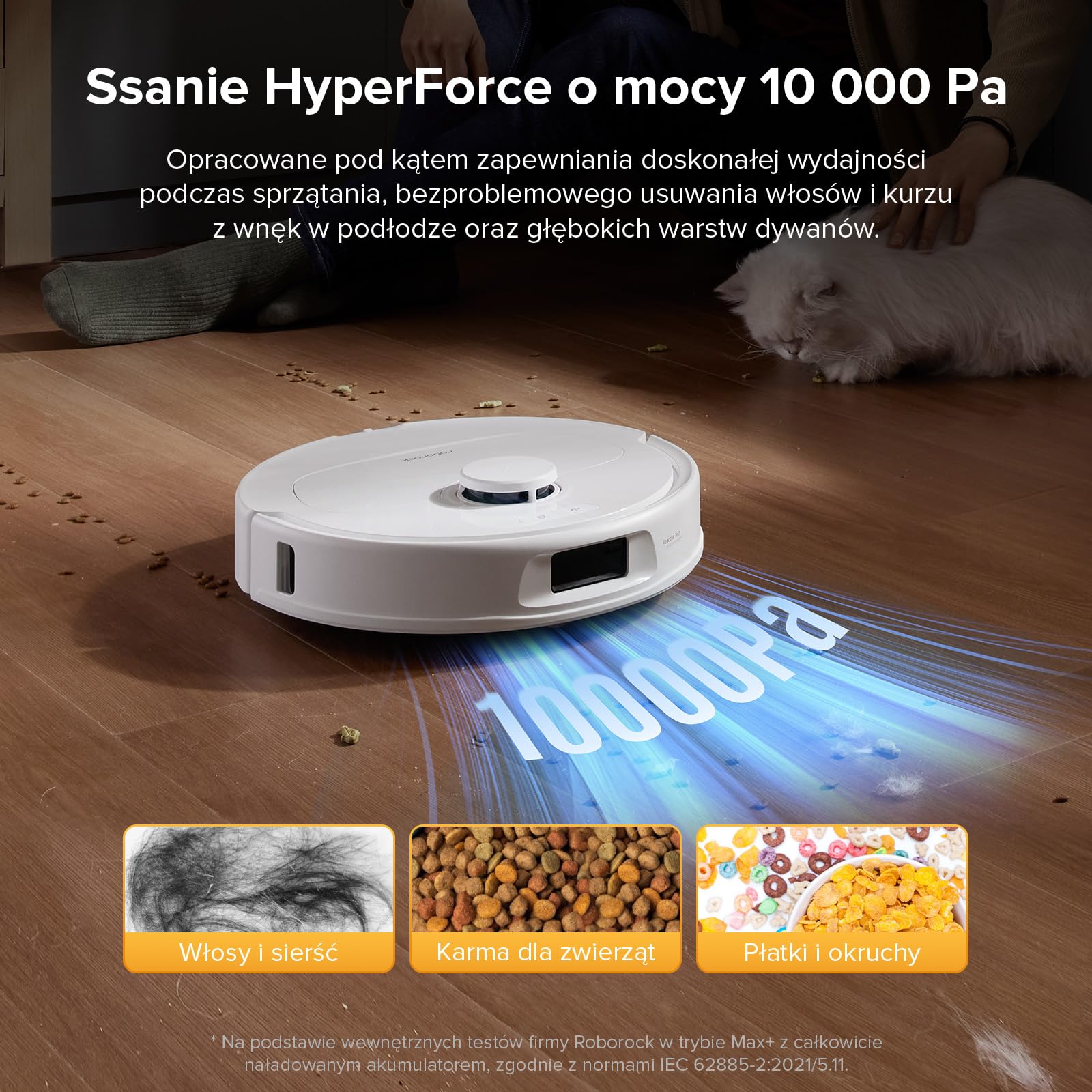 roborock QV 35A Set robot odkurzający, 8000Pa HyperForce, wielofunkcyjna stacja, mop obrotowy 200 obr./min i podnośnik 10 mm, zapobieganie splątaniu, unikanie przeszkód, mapowanie