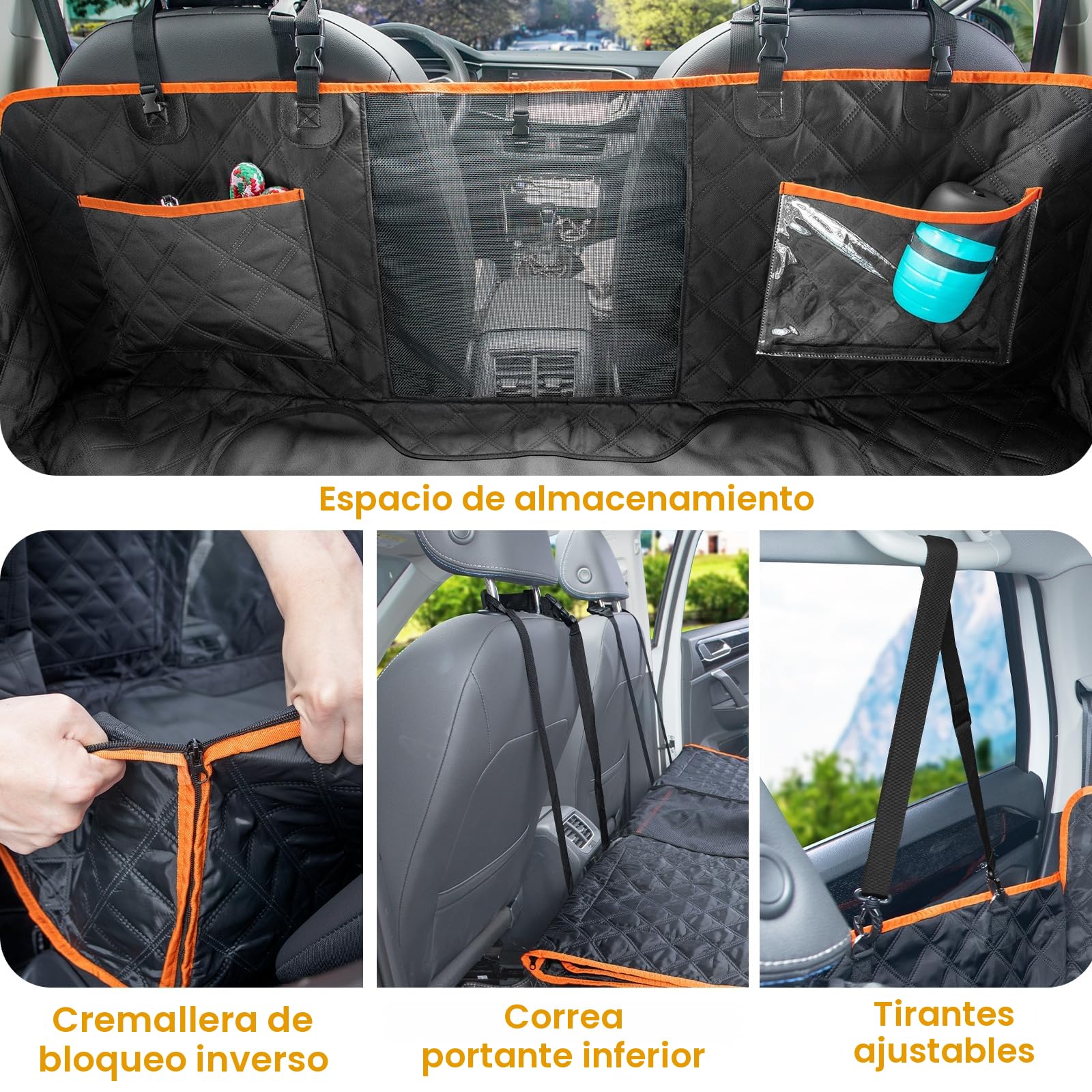 Pecute Extensor de Asiento de Coche para Perros,Funda de Asiento Trasero para Mascotas, para Viajes por Carretera,Almacenamiento en el Coche,Adecuado para SUV y Camiones,hasta 180 kg