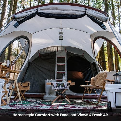 Miniatura 10 de S'more A-Base - Tienda de campaña piramidal de tres estaciones para 2  3 personas, doble capa, impermeable, anti-UV, para campamento familiar,