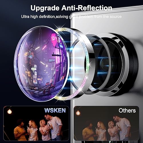 Miniatura 115 de WSKEN Protector de lente de cámara para Samsung Galaxy S24 Ultra, vidrio templado 9H ultra delgado resistente a los arañazos con círculo de aluminio