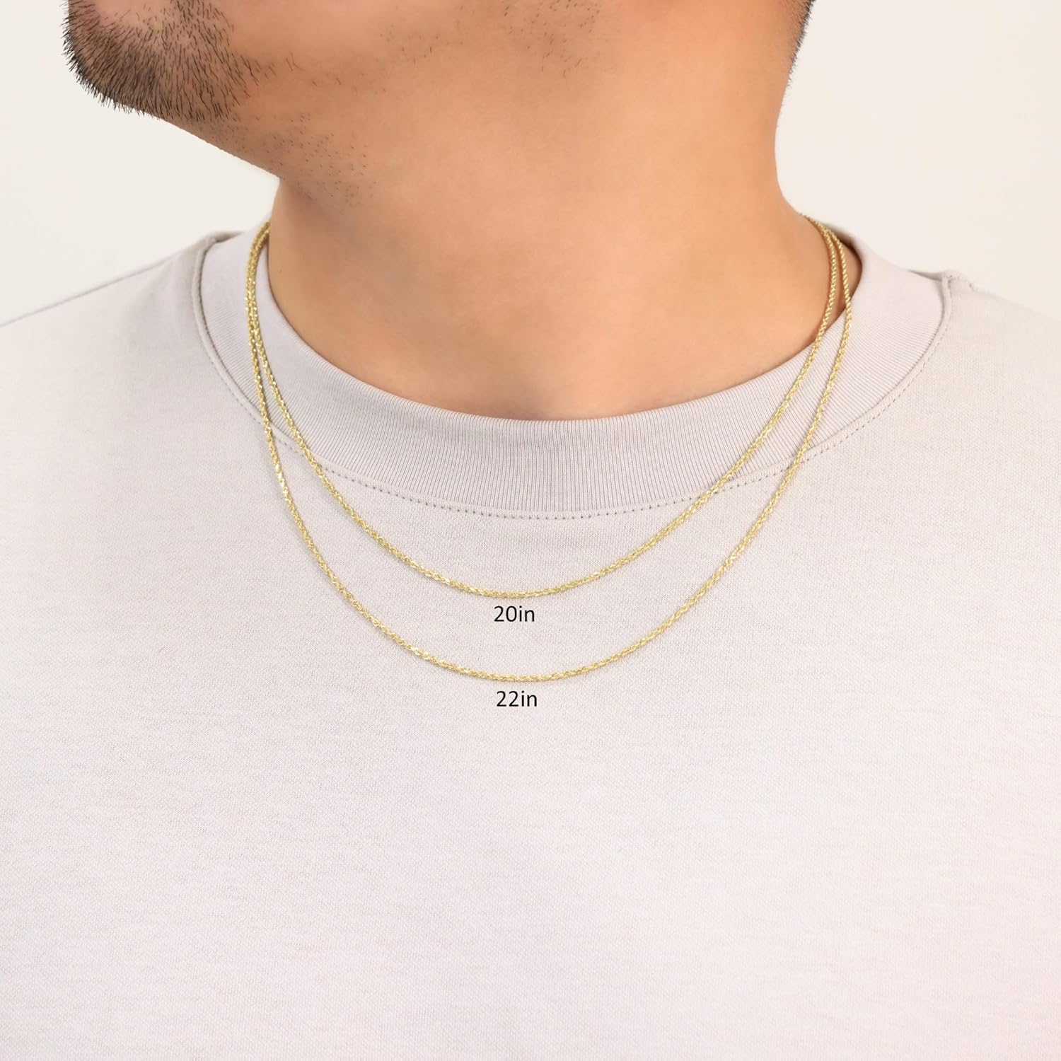 Nuragold 10K Real Yellow Gold 1.5mm Solid Rope Chain Diamond Cut Necklace (16"-30") Italian Jewelry for Men & Women