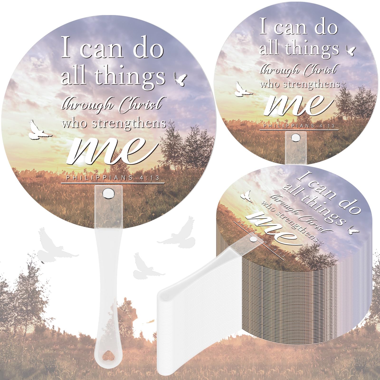 Church Handheld Fans Bulk Christian Inspiration Gifts,Sky
