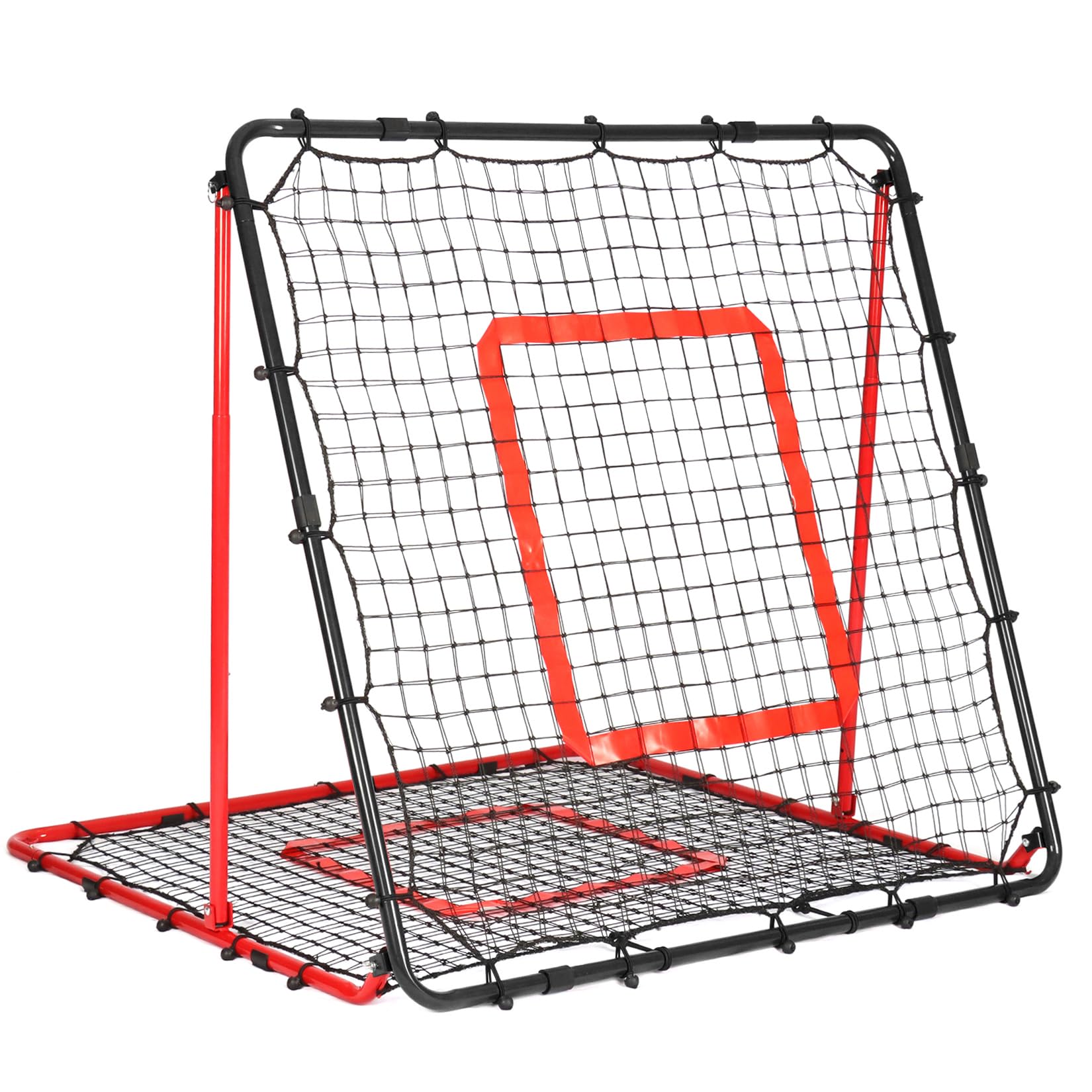Rebounder für Fußball 120x120cm, Fußball Rebounder, Verstellbar mit 8 Winkeln, Doppellagiges Netz, Geeignet für das Ausübung Verschiedener Ballsportarten, Ideal für Teenager & Erwachsene