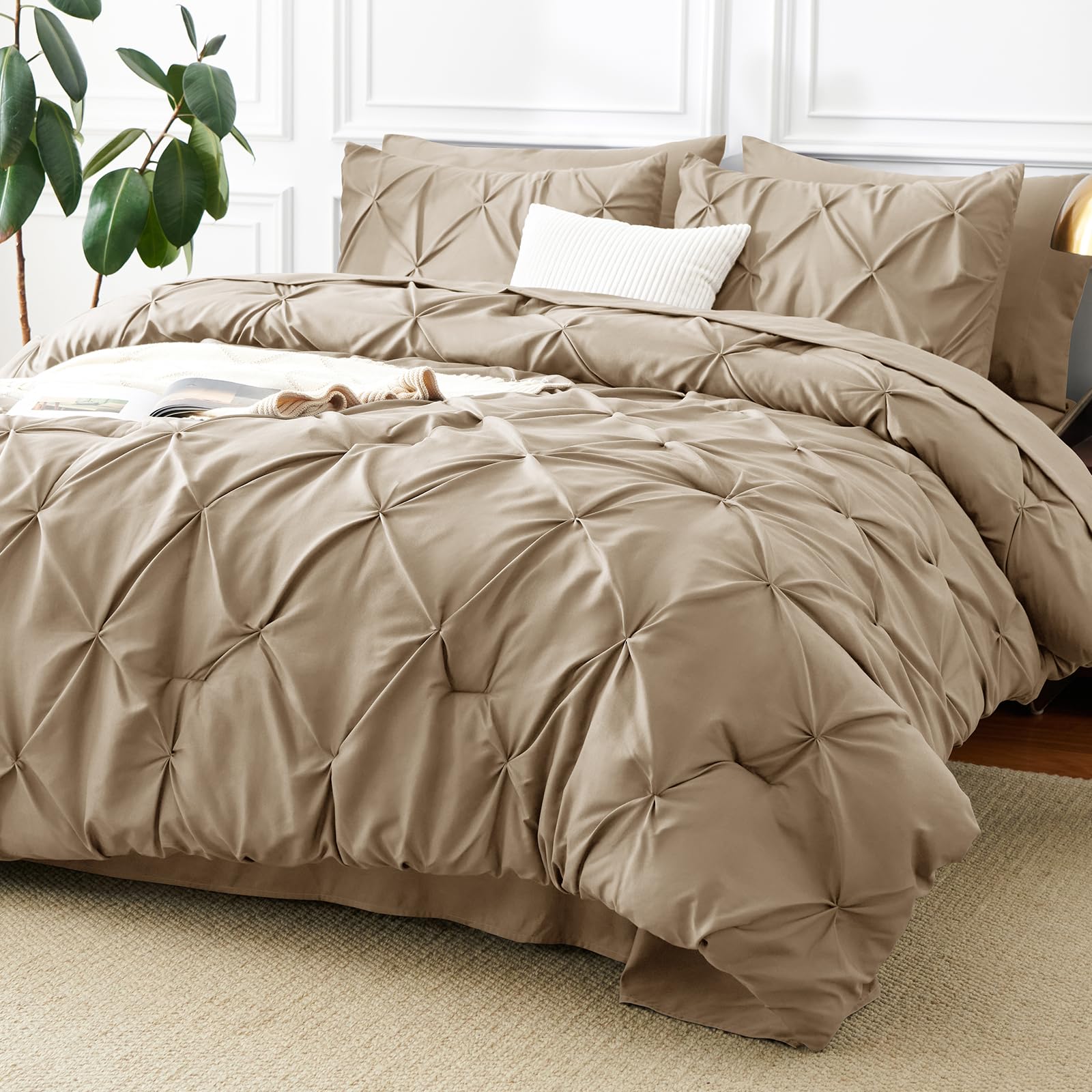CozyLux Taupe Pintuck Queen
