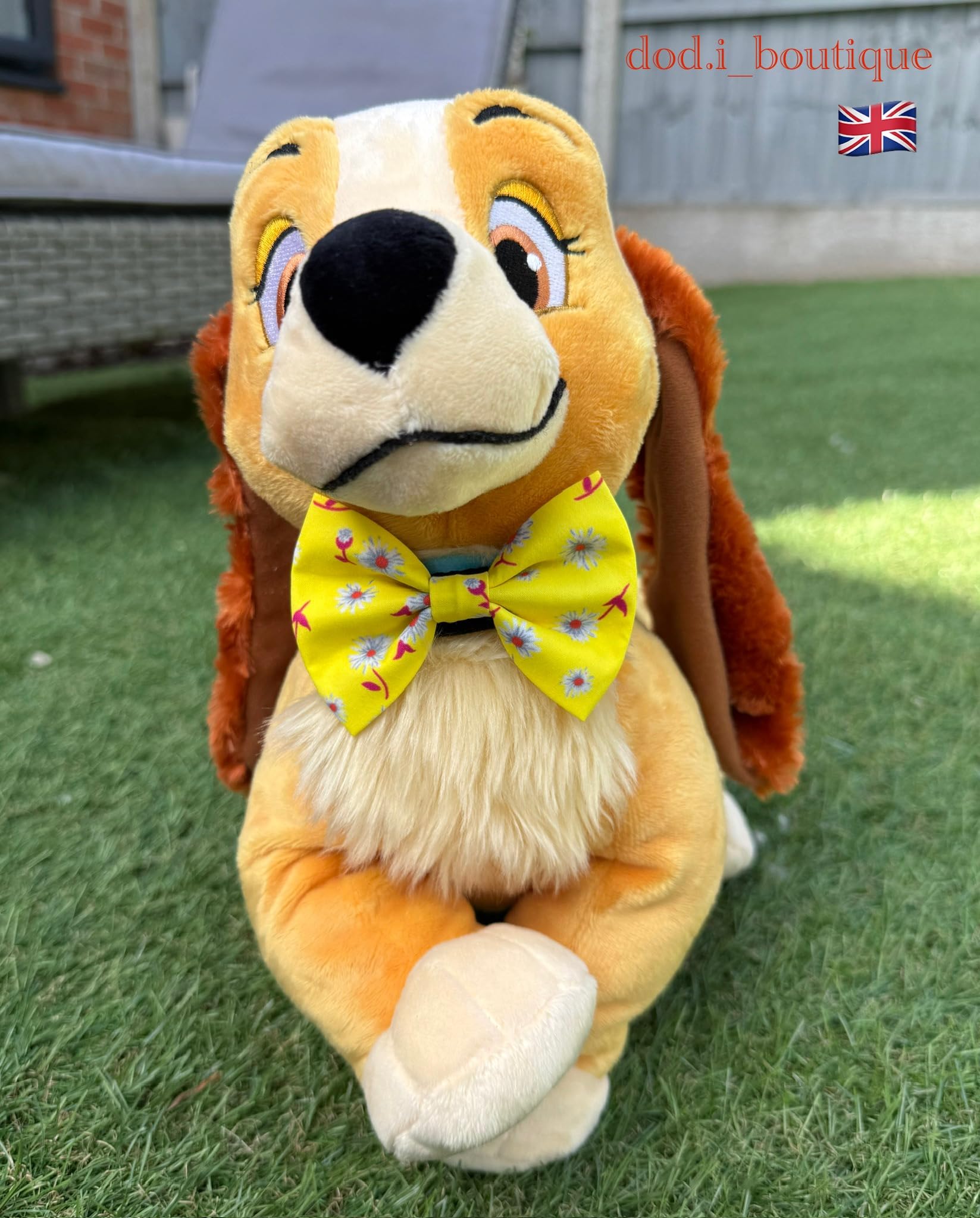 New Dogs Bow Tie Bowtie Summer Flowers red pink blue flower Elastic Band attach COLLAR ACCESSORY Handmade UK (Yellow flowers Medium) - Image 3
