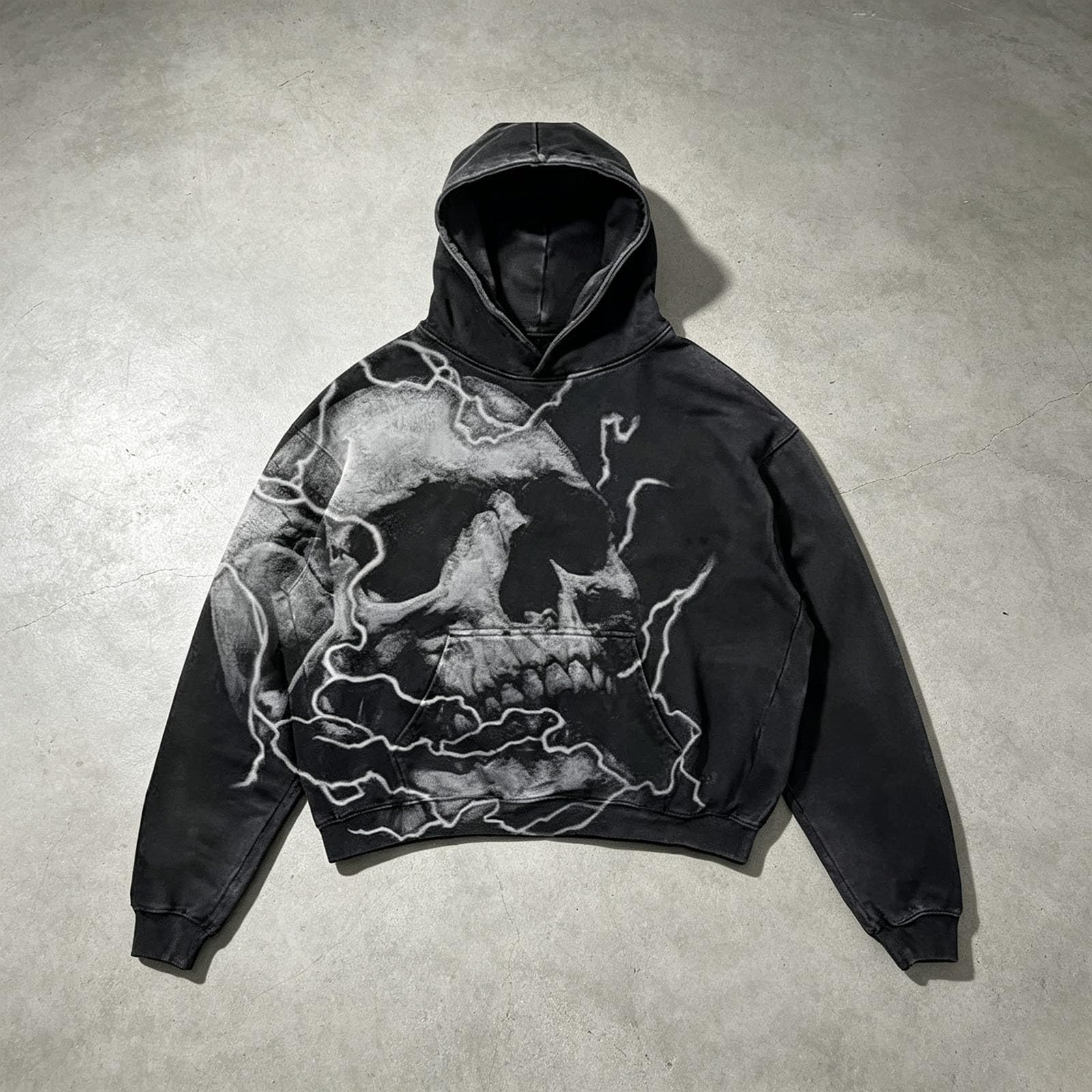 Generisch Y2K - Sudadera para hombre, diseño vintage de calavera
