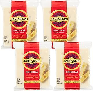 Jarlsberg Cheese Original Chunk, 6 oz – Semi-Soft, Sweet & Nutty, Naturally Lactose & Gluten Free [Pack of 4]