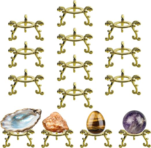 10Pcs Gold Crystal Ball Stand for Displaying Crystal Glass and Natural Rocks, Sphere Display Holder, for 40mm-80mm Sphere or Stone