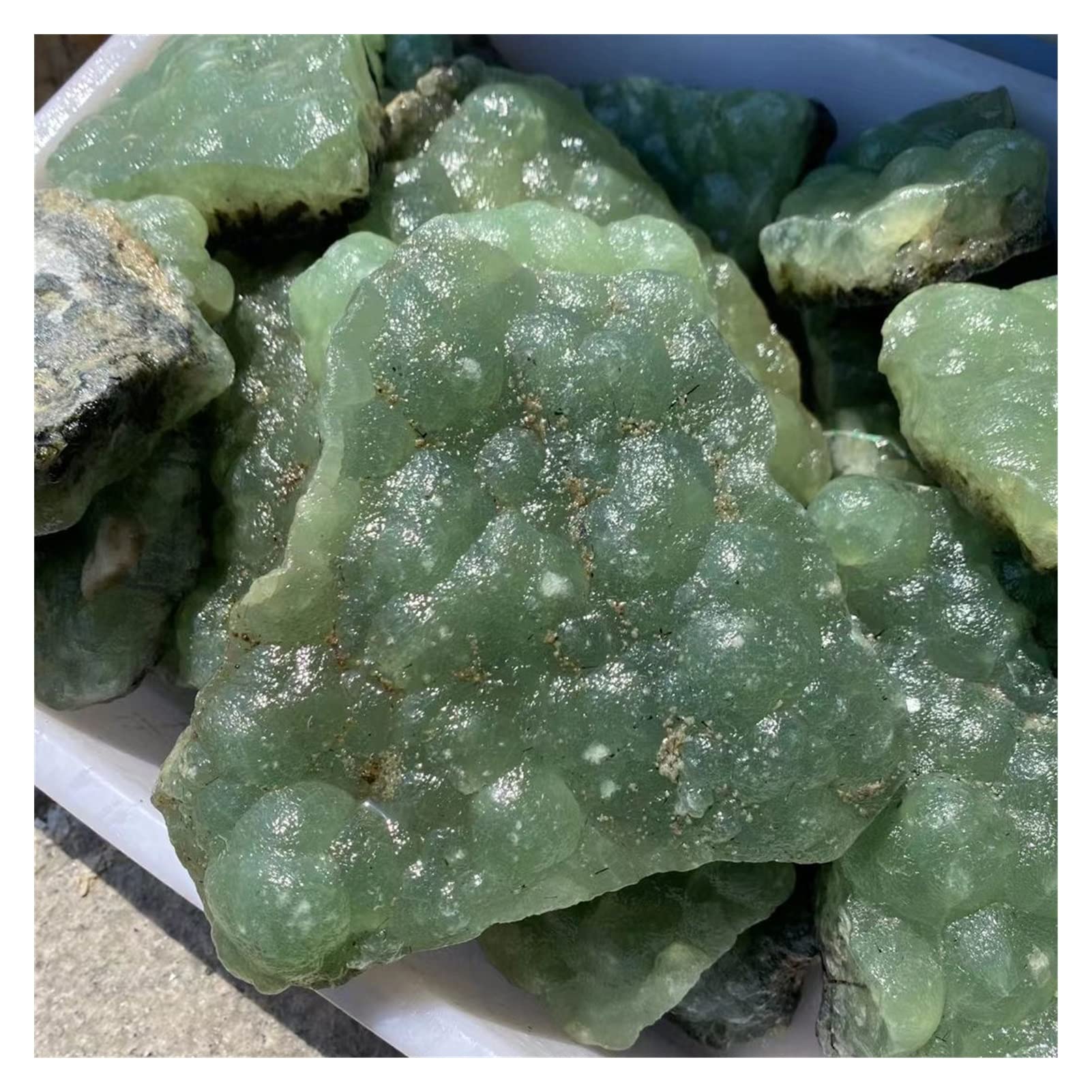 Prehnite verte brute cristal de quartz naturel spécimen minéral agate