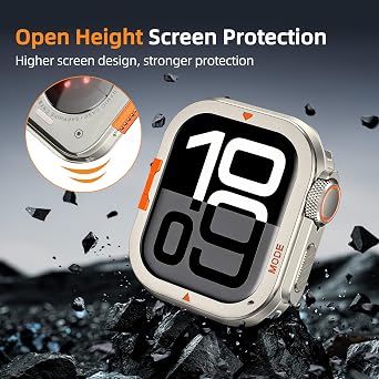 Rugged Metal Case for Apple Watch Ultra Case 49mm Series 10 Ultra 2 Change 46mm Ultra Seamlessly Bumper Cover with Back Shell Titanium, 46mm