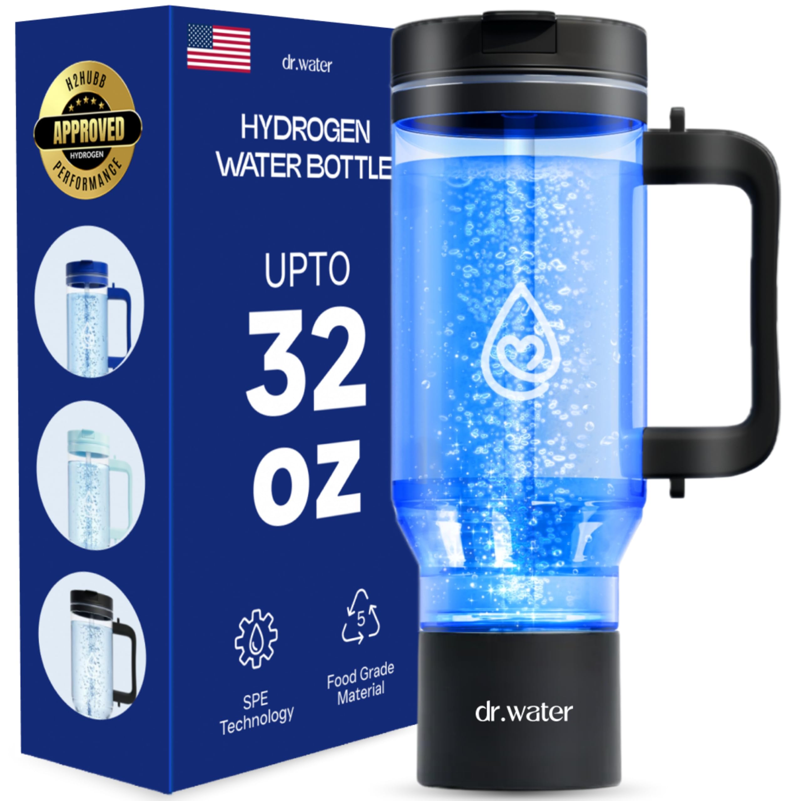 Dr.Water Hydrogen Water Bottle | 3X More Hydrogen | 32oz Hydrogen