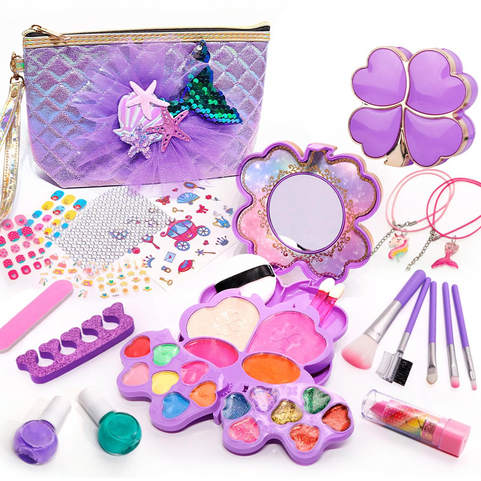 Set di trucco per bambini - 26 pezzi lavabile tema cosmetico - trucco per bambine | per età 3 12 anni compleanno costume imitazione natale giocattoli