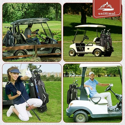 Vista 8 de Bolsa de carrito de golf de 14 vías Pro con divisor de longitud completa, bolsa de golf para hombres con asas y cubierta para lluvia