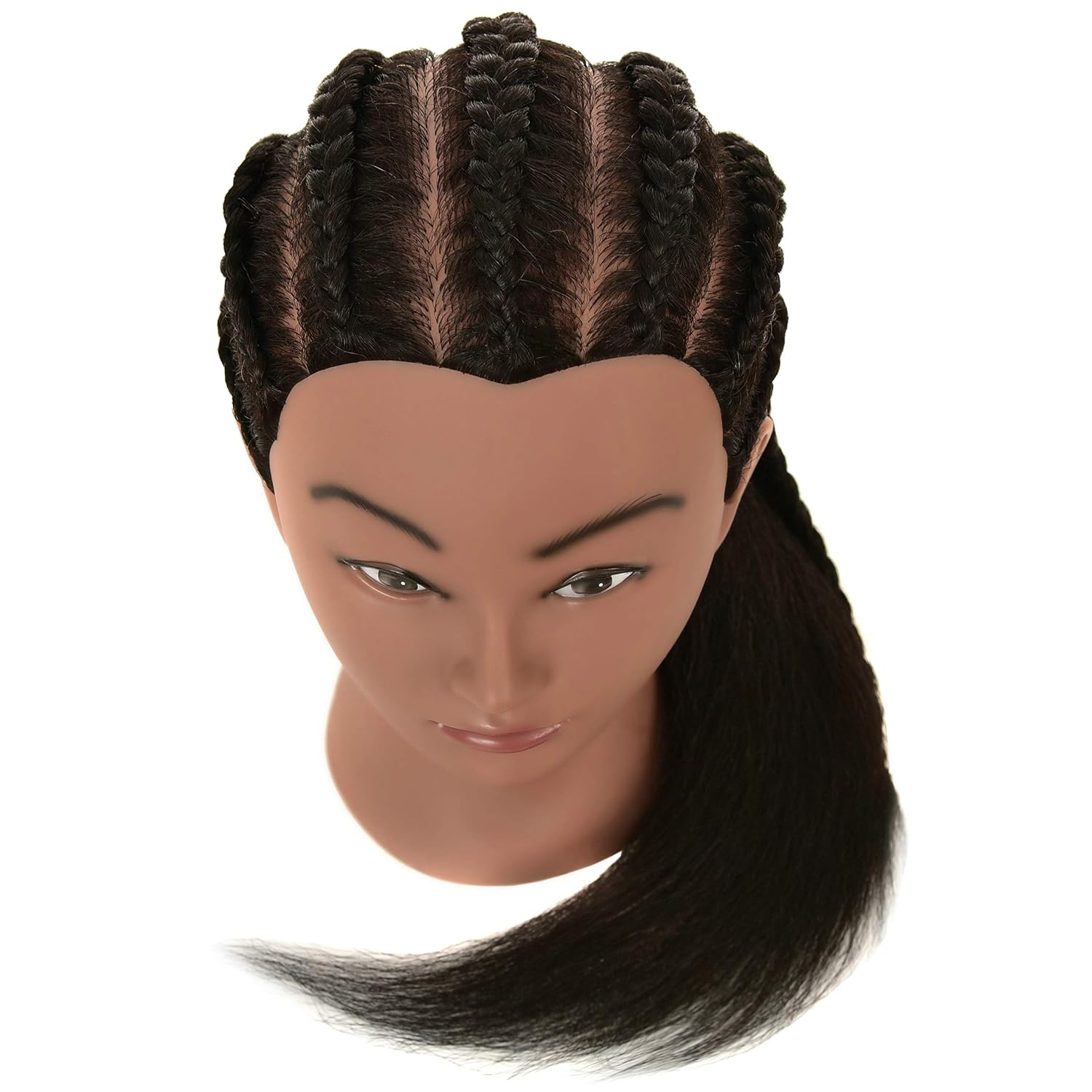RIHANNAHAIR 100% Real Human Hair Mannequin Head Manikin Doll Style Head with Stand for Braiding Styling Practice Cosmetology Barber Training Display image 2