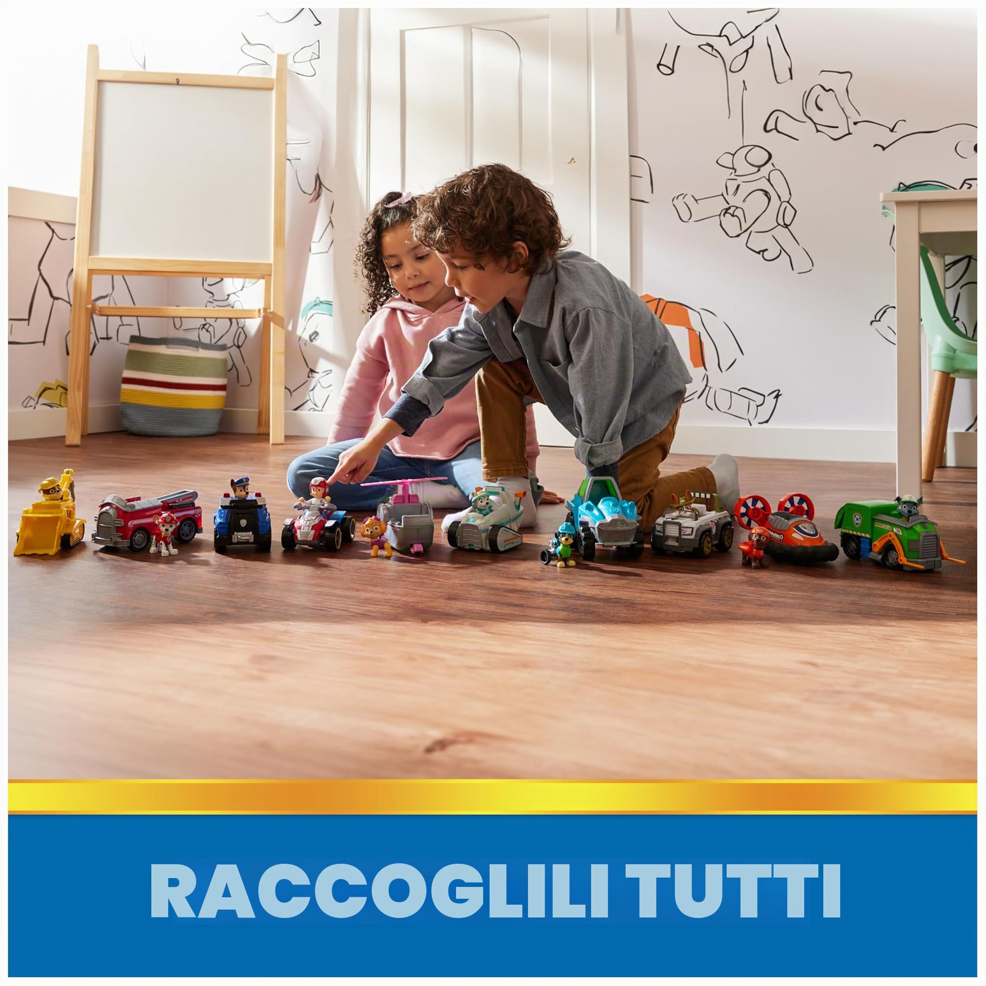 Paw Patrol, Chase's Patrol Cruiser, auto giocattolo con action figure da collezione, giocattoli per bambini di mentalità sostenibile per ragazzi e ragazze dai 3 anni in su