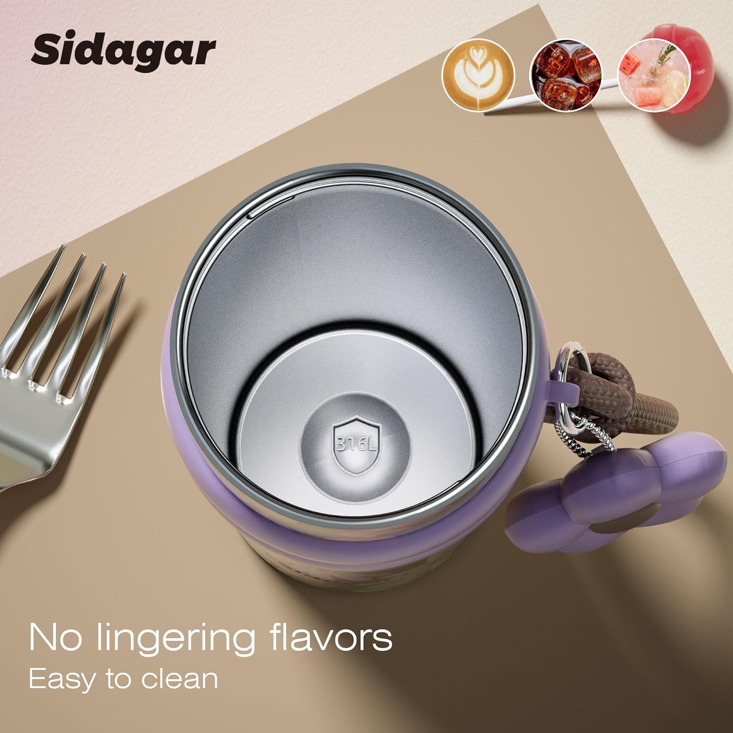 24 oz Insulated Tumbler witn Lid and Straw Stainless Steel, Insulated Reusable Leak Proof Water Bottle with Strap, Floral Brown - Image 6