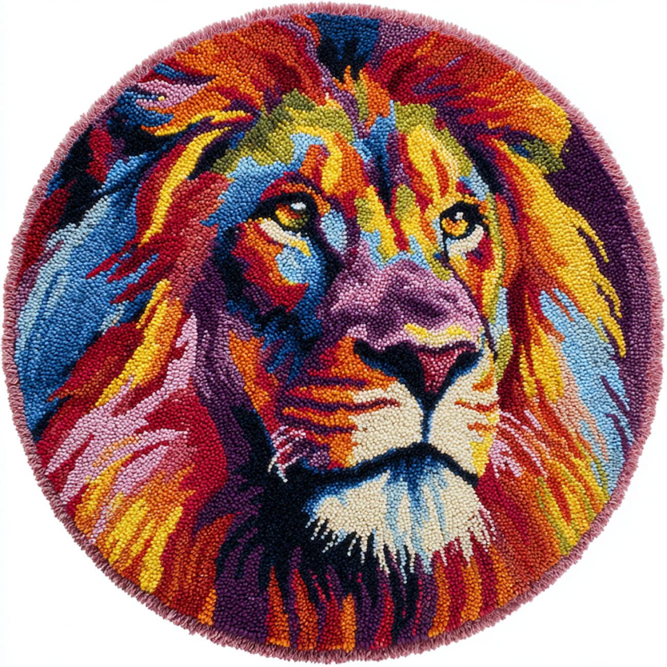 Kitquiver Animal Tapestry Kits for Adults Fantasy Lion Latch Hook Rug Making Kit for Adults Embroidery Kits DIY Carpet Needlework for Home Decor 100x100cm