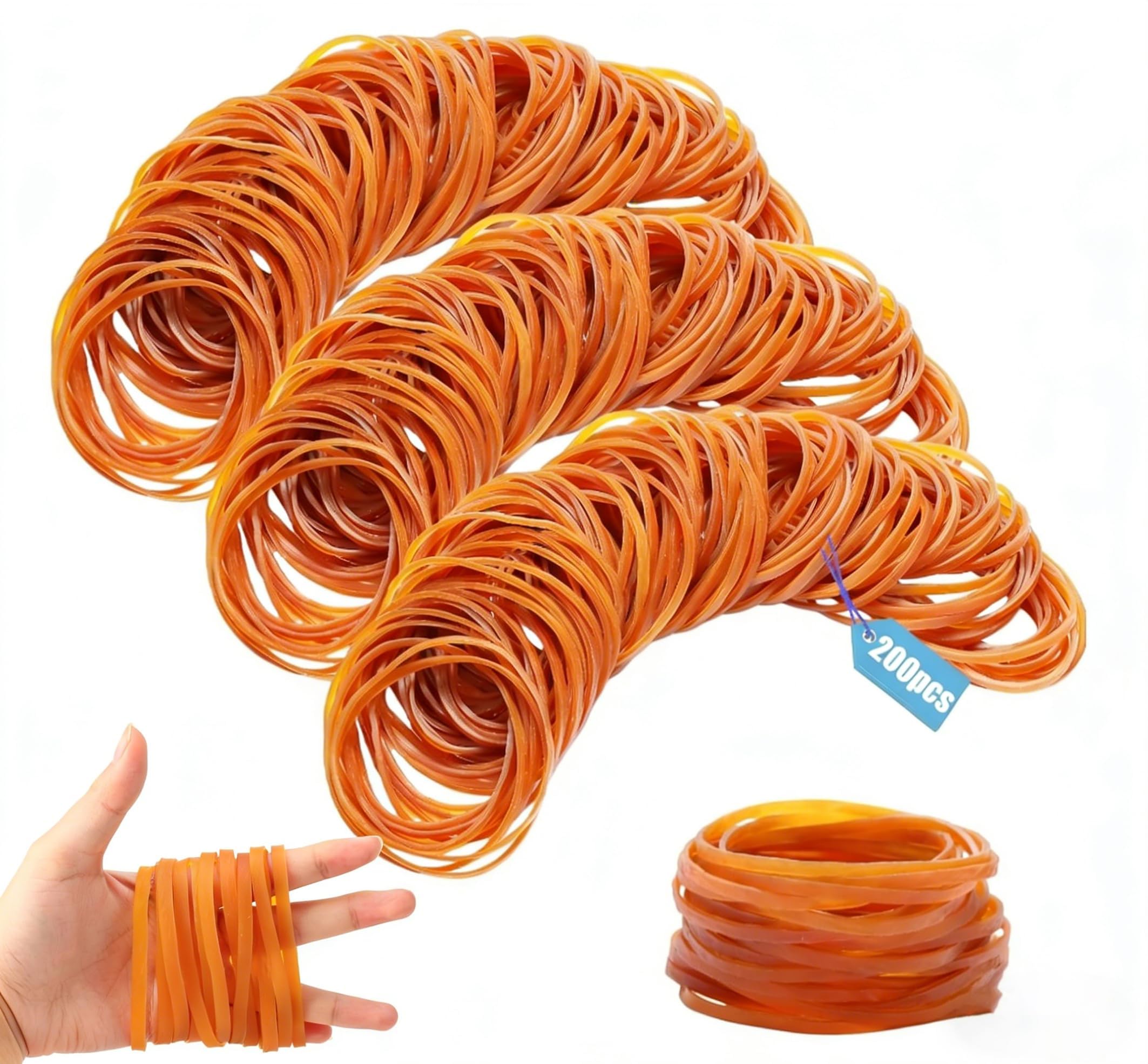 Rubber Bands Bulk 200 Pcs β 50 x 3 mm Brown Elastic Bands for Office School Home Sturdy Stretchable Bands for Packing, Cable Management & Organization