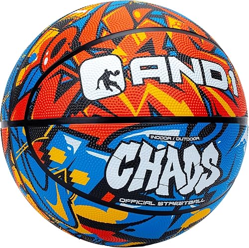 Miniatura 7 de AND1 Chaos Rubber Basketball Official Regulation Size 7 (29.5 inches) Rubber Basketball - Deep Channel Construction Streetball, Made for Indoor