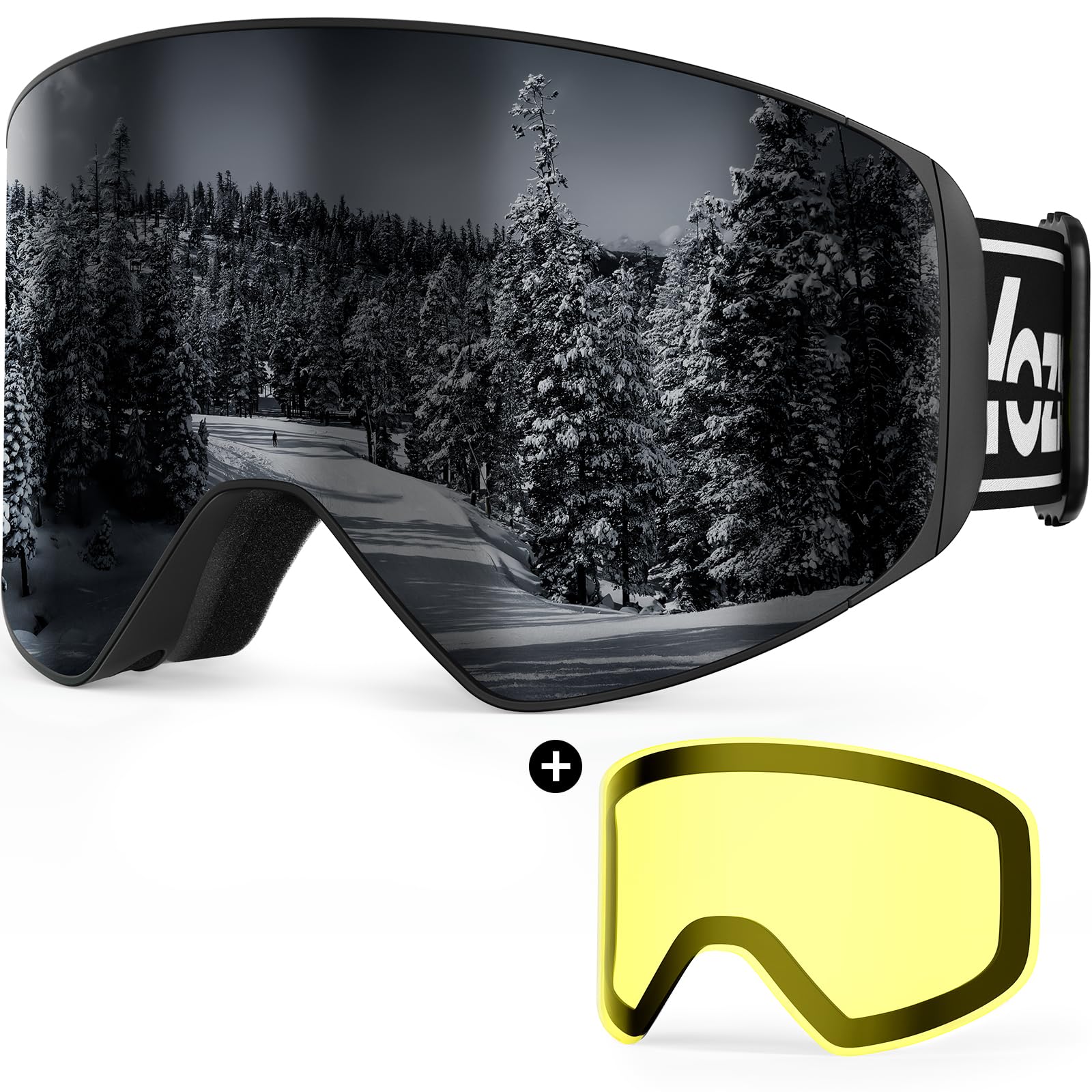 YOZISS Maschera da Sci uomo donna,OTG Maschera da Snowboard, Protezione UV400 Occhiali da Sci Snowboard, Occhiali da Motocross per ciclismo Equitazione Arrampicata Sci