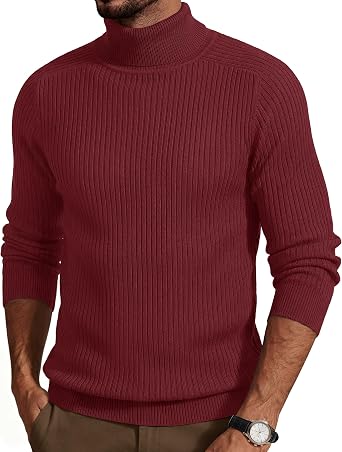 Cotrasen Mens Turtleneck Sweater Ribbed Knit Pullover Sweater Long Sleeve Casual Winter Thermal Sweater Tops