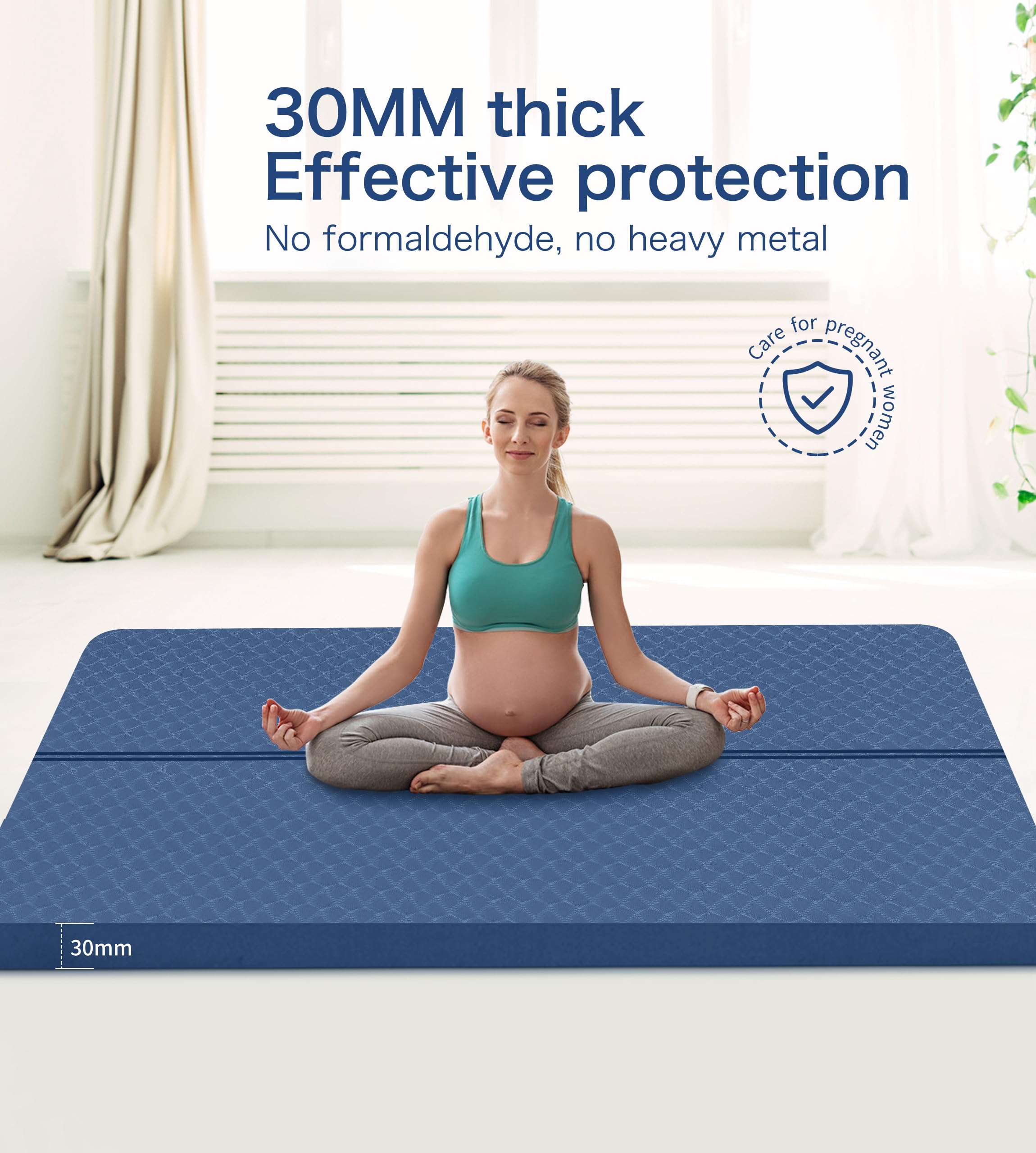 nuveti Esterilla de ejercicio grande – 15 mm/20 mm/30 mm de grosor, esterilla de entrenamiento para fitness, yoga, pilates, estiramiento y ejercicios de suelo para mujeres y hombres con bolsa de
