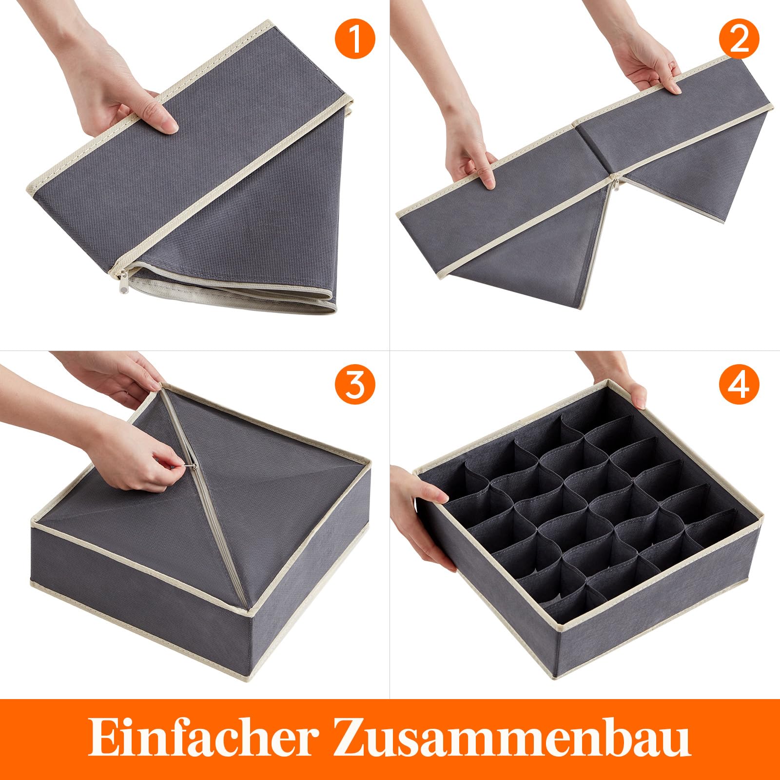 Lifewit 16 Stücke Schubladen Organizer Unterwäsche mit 4 Größen, Faltbar | Kommode Organizer für Dessous BH Socken Kleidung, Kleiderschrank Schrank Schubladen Teiler, Underwear Aufbewahrung, Grau