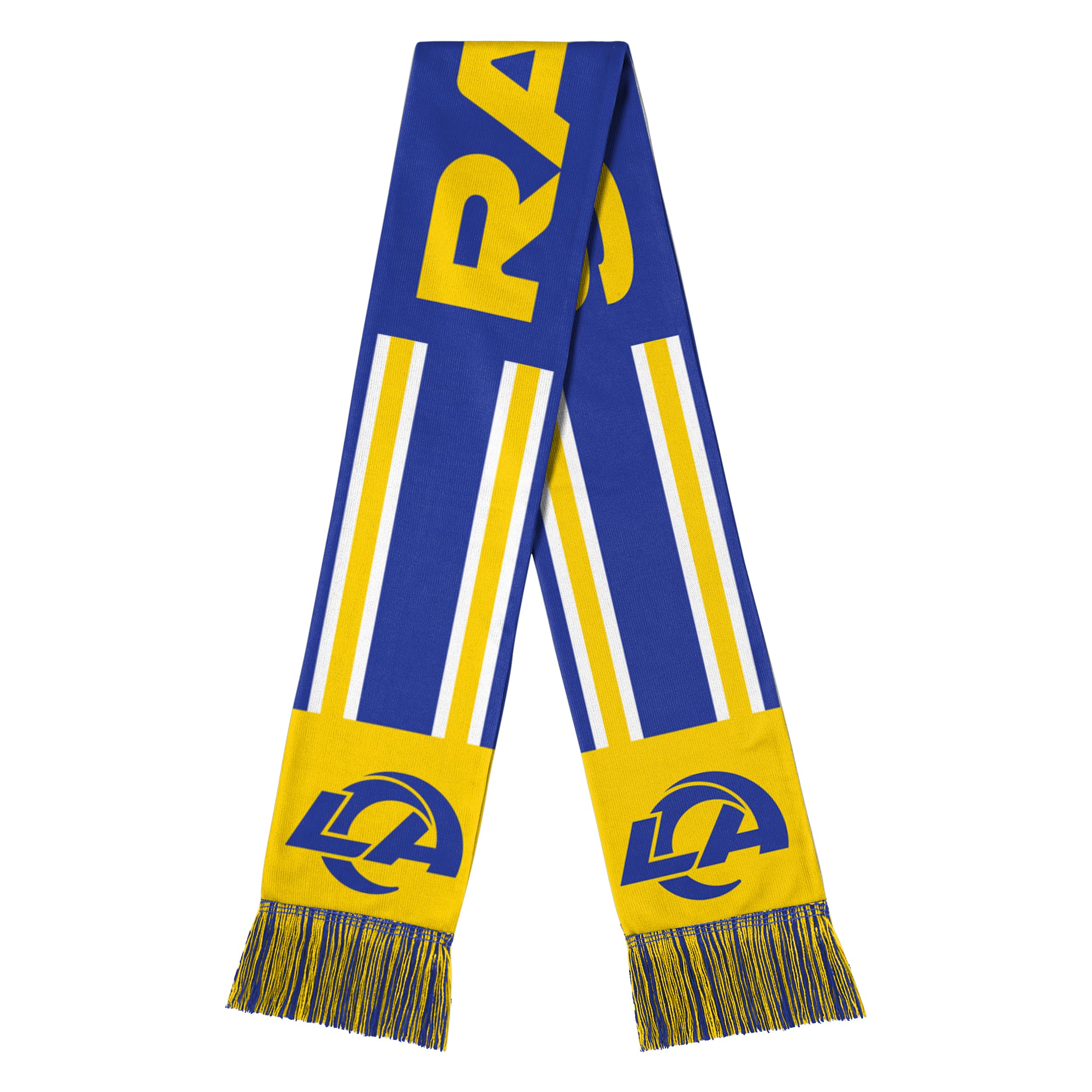 FOCO NFL Unisex-Adult Officially Licensed Team Color Stripe Wordmark Primary Logo Football Neck Warmer Scarf, Los Angeles Rams, One size