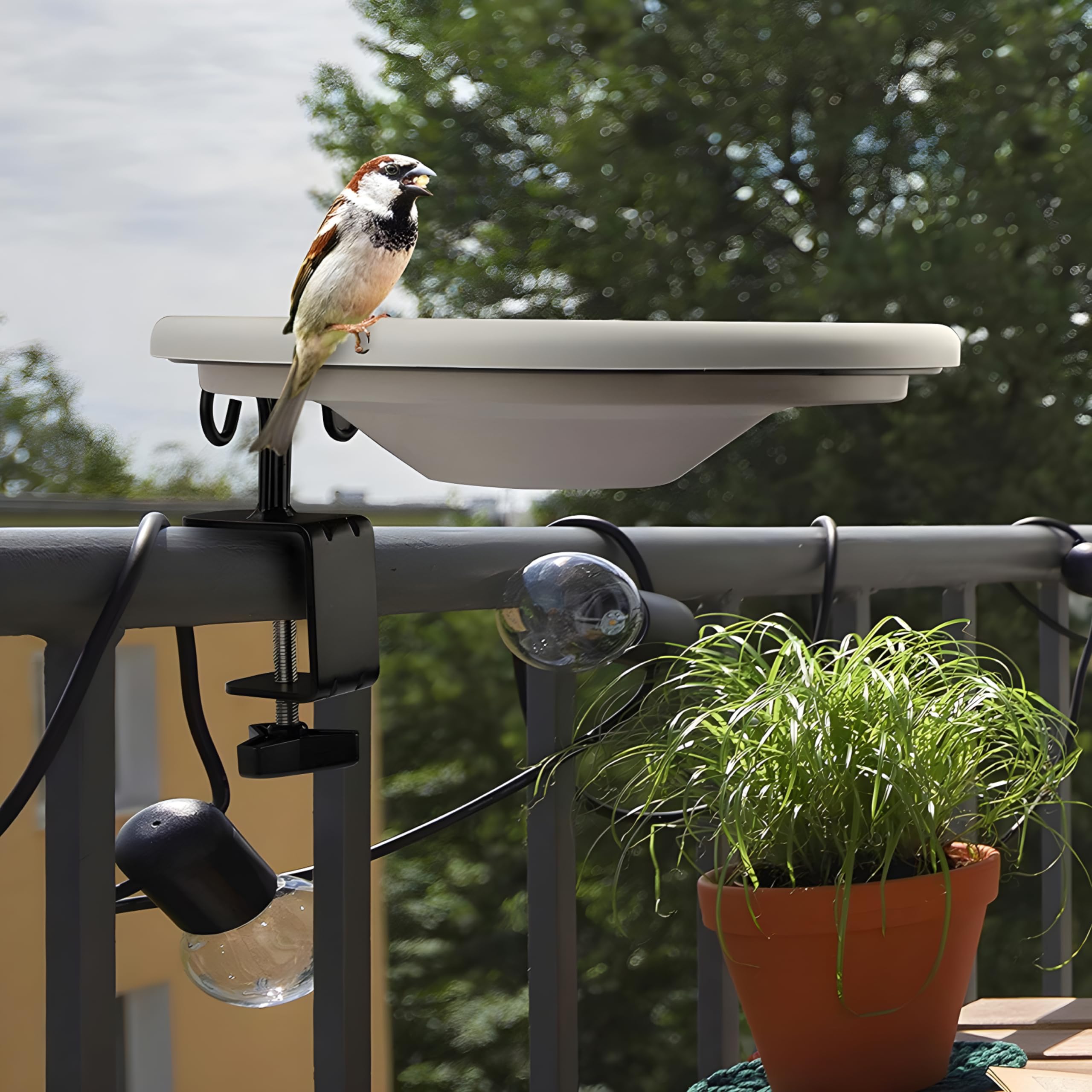 WILDLIFE FRIEND Vogeltränke hängend für Balkongeländer - frostsicher, Vogelbad Balkon, XL Vogelbad Garten für Wildvögel, Wassertränke für Vögel - Vogelwassertränken - Vogelbadewanne für Balkongeländer