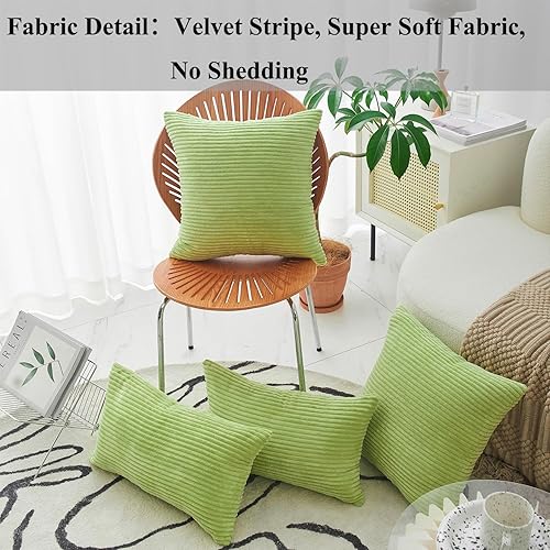 Miniatura 2 de Home Brilliant - Juego de 2 fundas de almohada de 20 x 20 pulgadas  50.8 x 50.8 cm, fundas de cojín de terciopelo a rayas para silla, sofá,