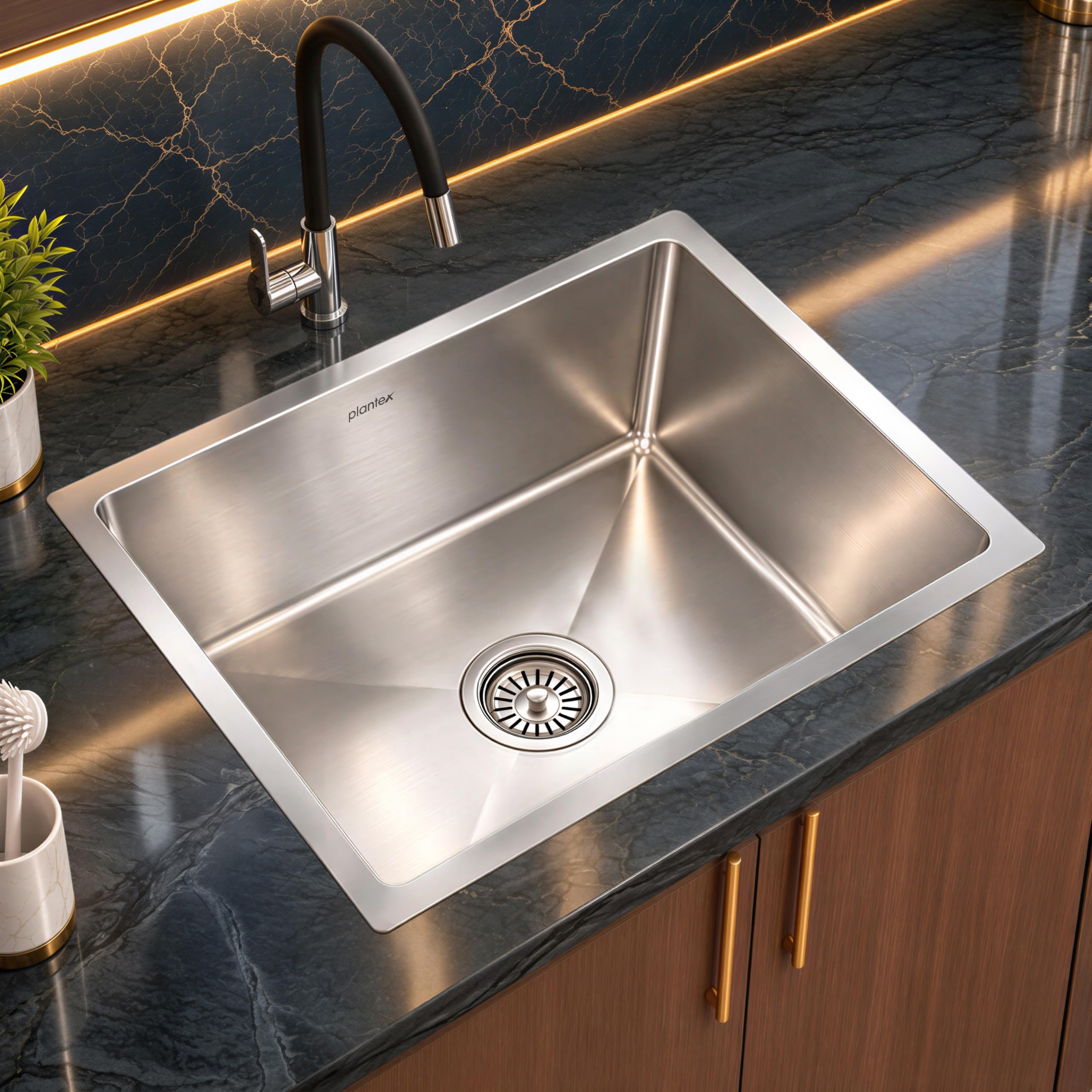 Plantex Stainless Steel Kitchen Sink - 16x18 Inches -11