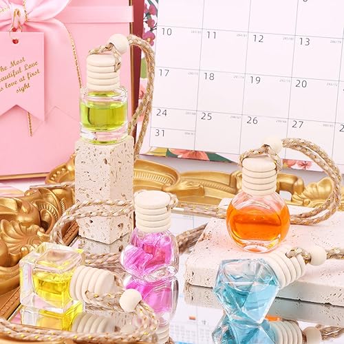 Miniatura 7 de Difusor de ambientador de coche colgante de 0.3 fl oz y 0.2 fl oz, difusor esencial de vidrio transparente vacío, difusor esencial de aceite,