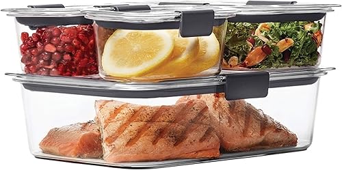 Vista 65 de Rubbermaid Brilliance - Recipientes de almacenamiento de alimentos sin BPA con tapas, herméticos transparentes juego de 2 (taza de 9,6), ideales