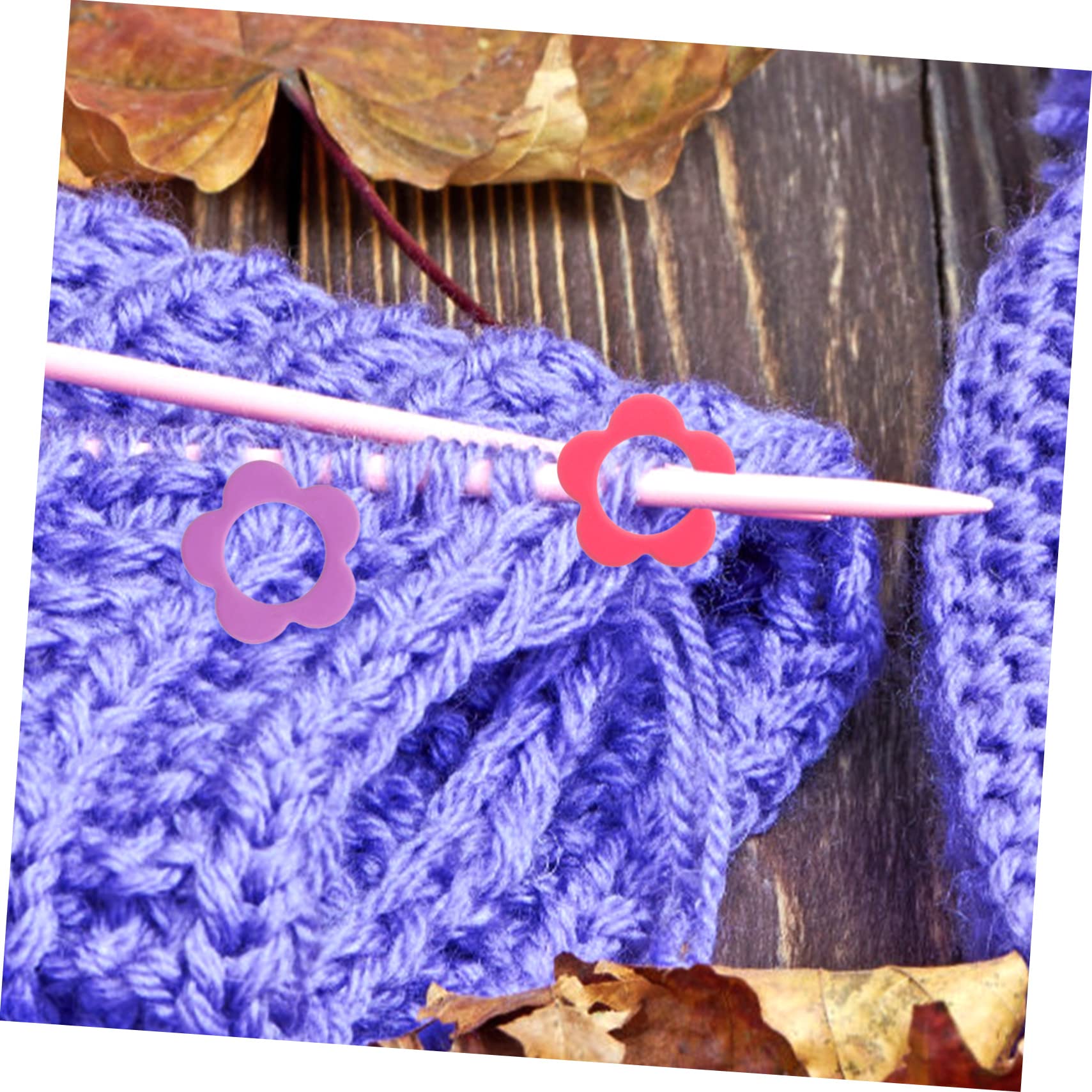NUOBESTY 3sätze Blumenförmige Maschenmarkierer Für Stricken Und Häkeln Farbige Metallringe Mit Holzaufbewahrungsbox Für -bastelprojekte Und Kreatives Handwerken