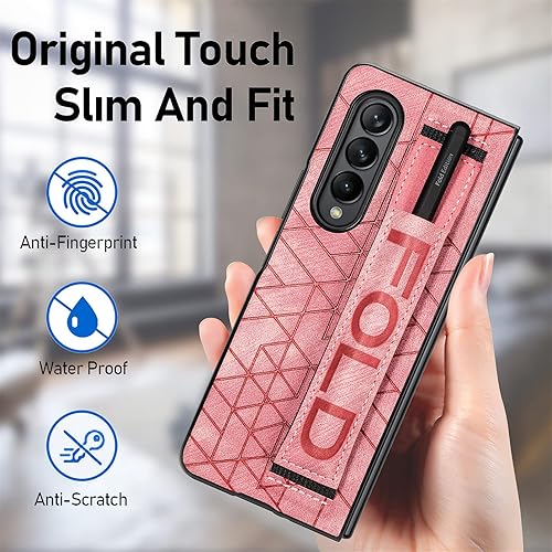 Miniatura 5 de Funda para Galaxy Z Fold 4, lujo a prueba de golpes Premium PU+PC, ligera, delgada, protectora resistente a los arañazos con soporte para S Pen