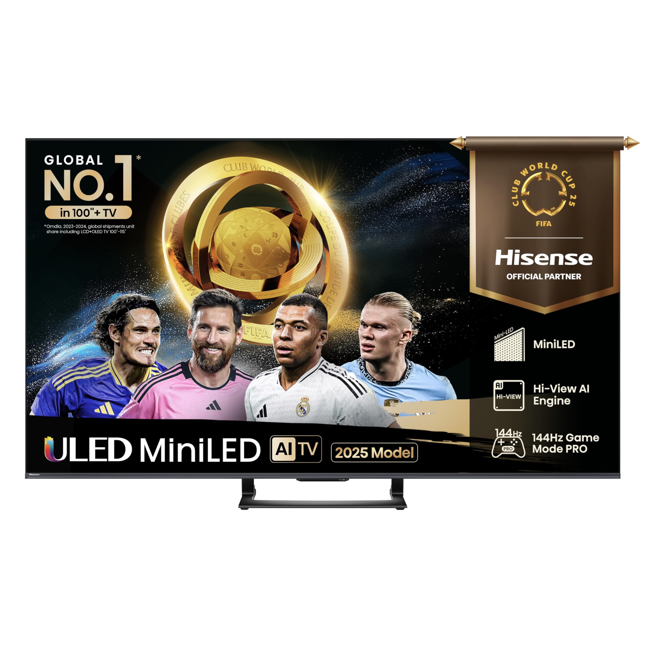 Hisense 50U7QTUK MiniLED QLED 144Hz Smart AI TV with Freely (2025 Model)