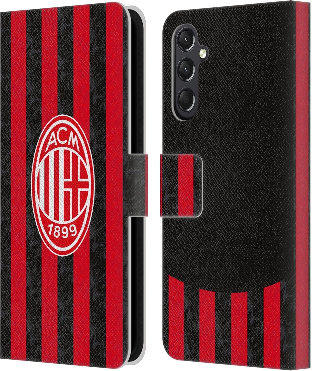 Head Case Designs Officially Licensed AC Milan Home 2025/26 Crest Kit Leather Wallet Case Compatible with Samsung Galaxy A24 4G / M34 5G