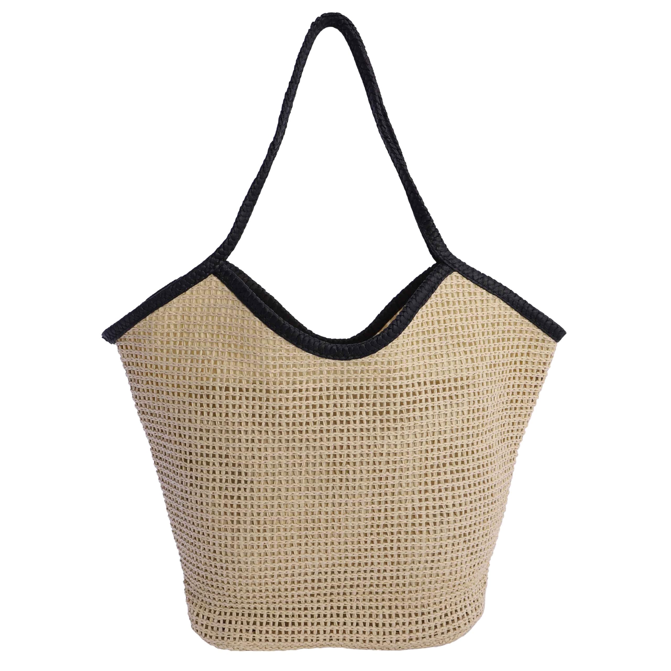 AMICHI - Bolso shopper mujer - Bolso mujer de rafia diseño artesanal para verano, Nimbo