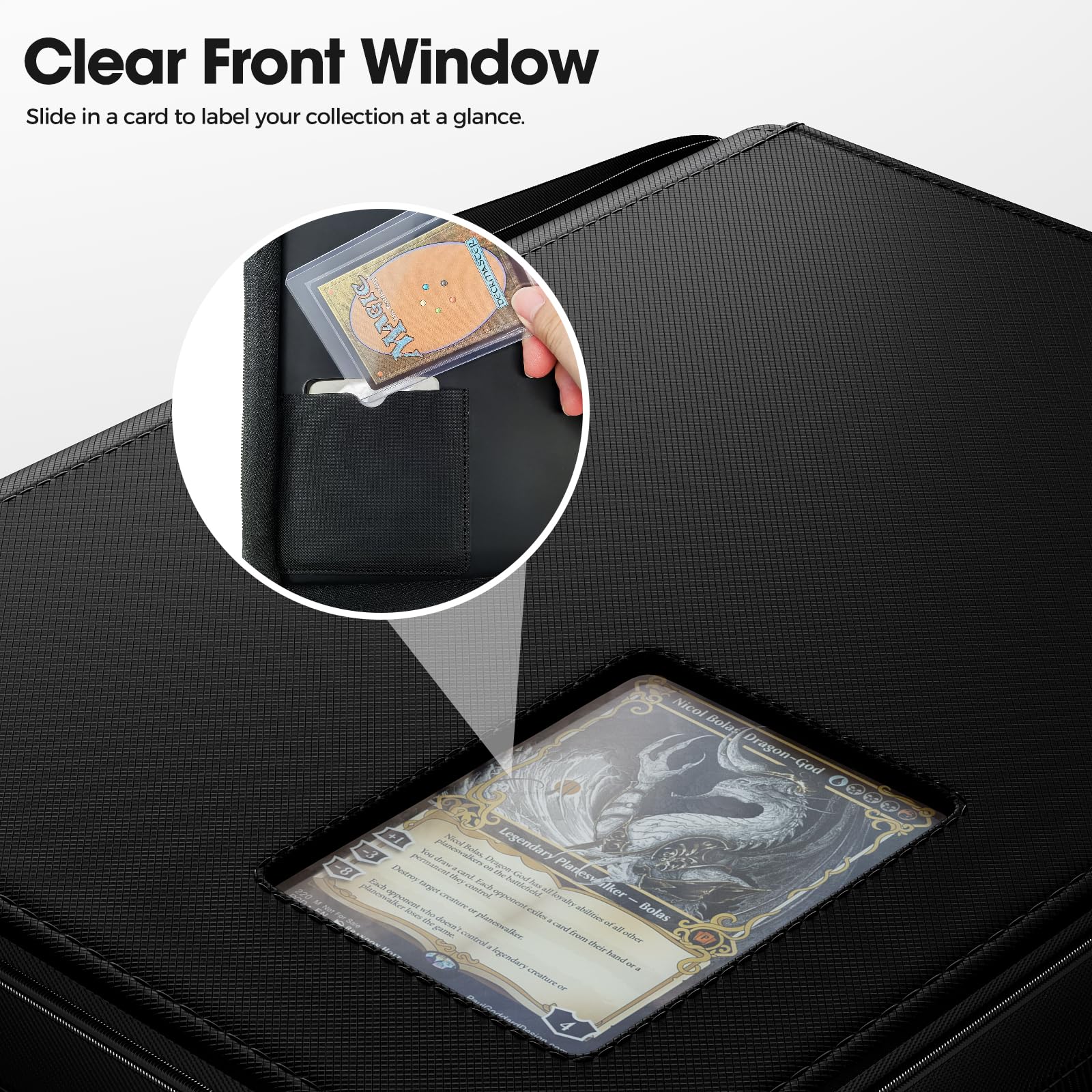 ProCase Albume con Top Loader per Carte, con 4 Scomparti per 144 Carte da Collezione O Sportive, Compatibile con TCG, MTG in Top Loader 3" X 4" -Nero