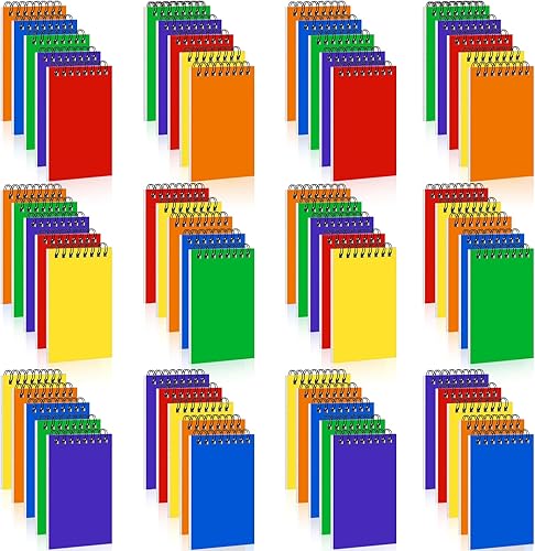 Bloc de notas en espiral de 3 x 5 pulgadas, cuaderno de espiral rayado con alambre para la universidad, colores sólidos, 75 hojasbloc, cuaderno para