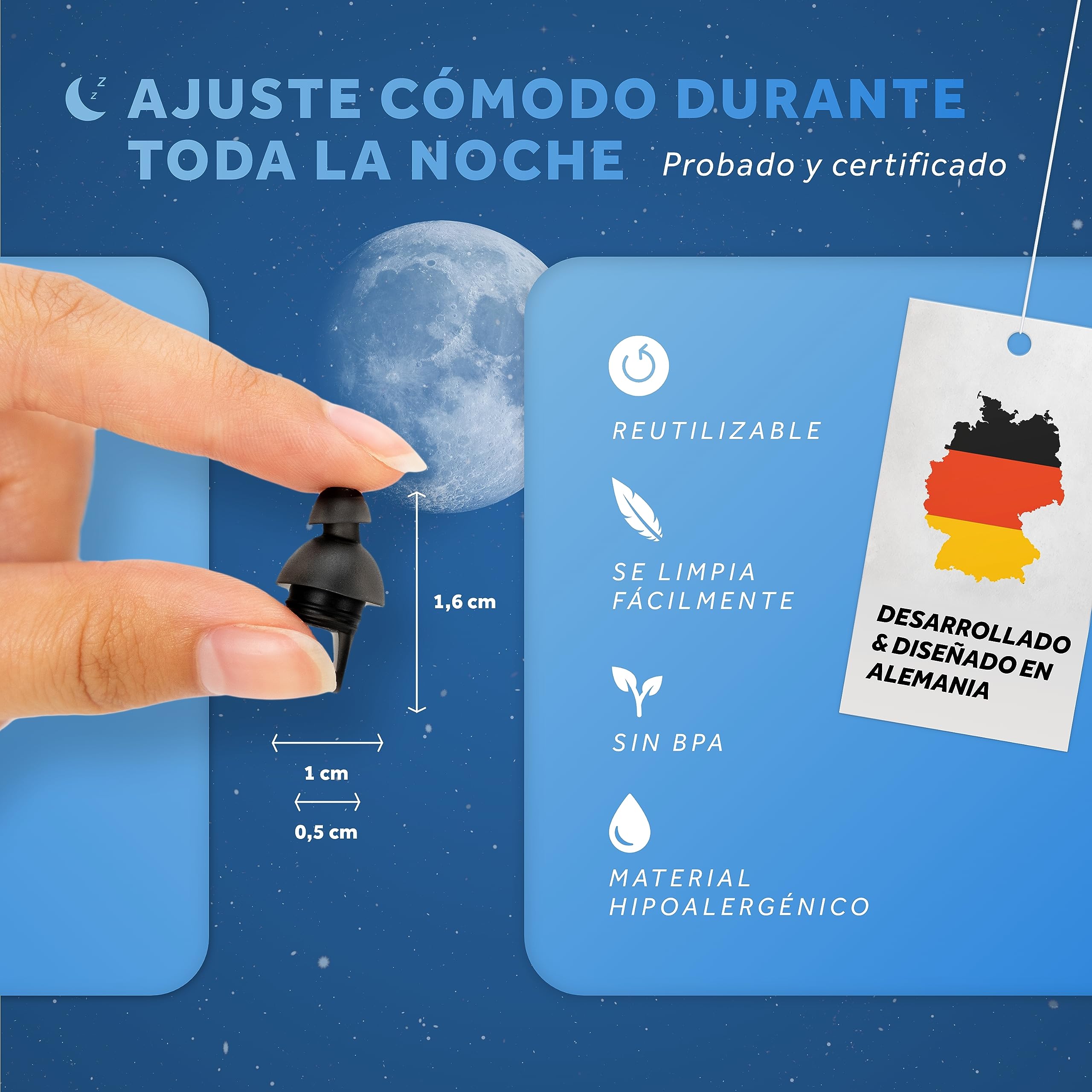 Schallwerk ® Sleep+ tapones de protección auditiva para dormir – tapones oidos – amortigua el ruido y los ronquidos – ideal para un sueño tranquilo