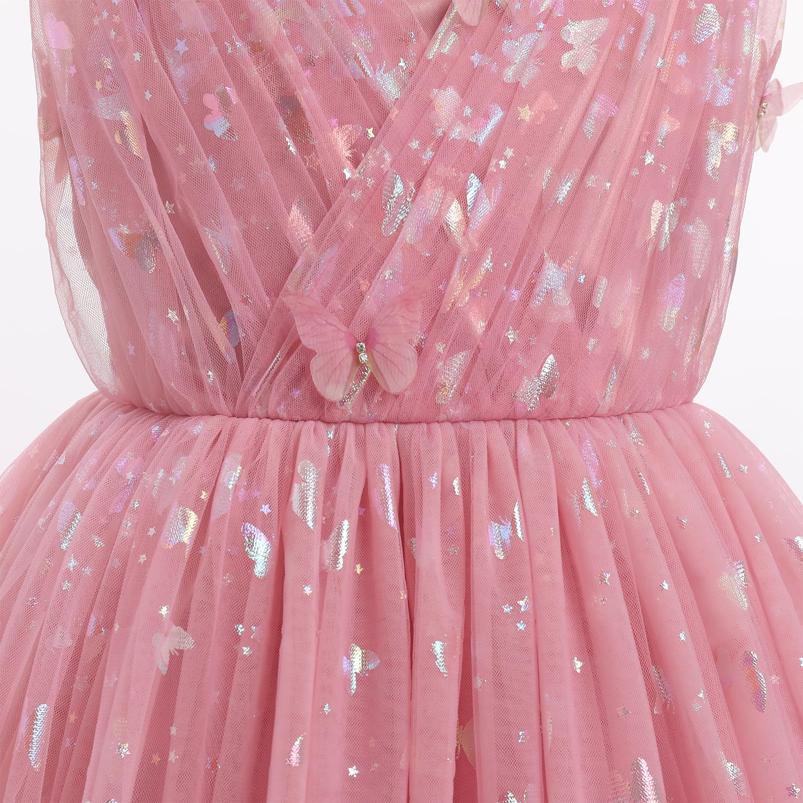 IMEKIS Schmetterlingskleid für Kleinkinder, Kinder, Mädchen, glitzernde Pailletten, Tüll, Hochzeit, formelle Geburtstage, 2–10 Jahre