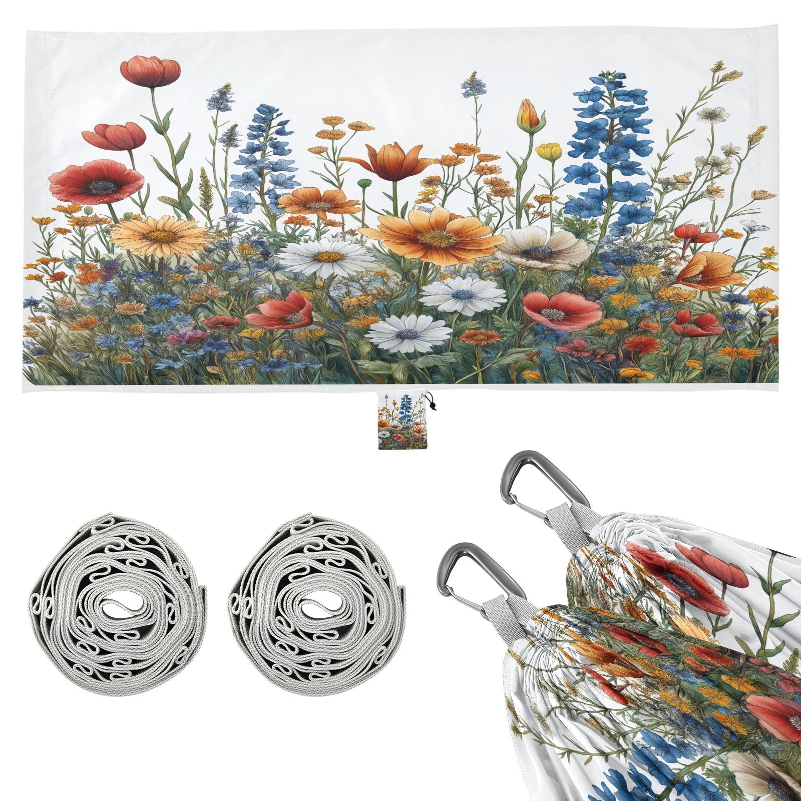 ATTX Watercolor Garden Camping Hammock - Lightweight & Portable Hammocks, Heavy Duty 330lbs Capacity for Indoor, Hiking, Backpacking, Travel, Backyard, Beach#51