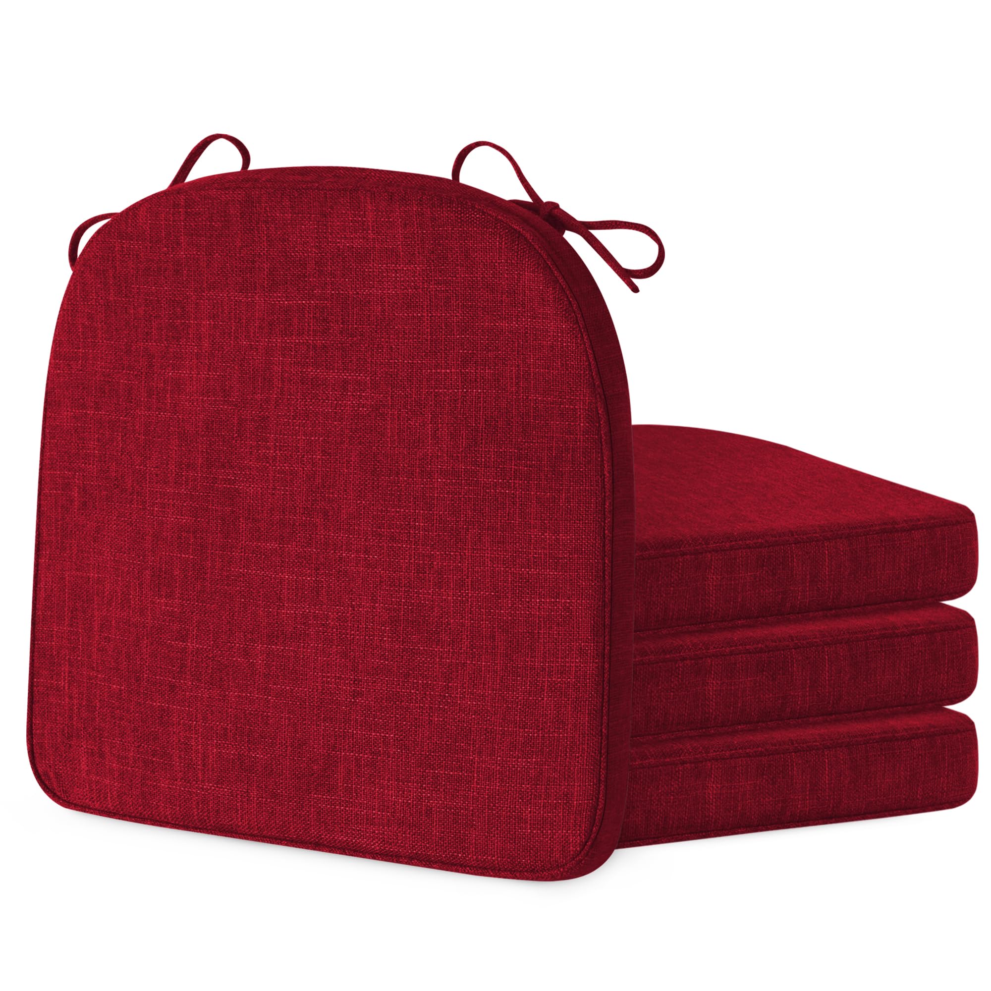 ELFJOY Chair Cushions for Dining Chairs Non-Slip Kitchen Chair Cushions Set of 4 Seat Cushion with Ties for Indoor Kitchen Dining Office Red