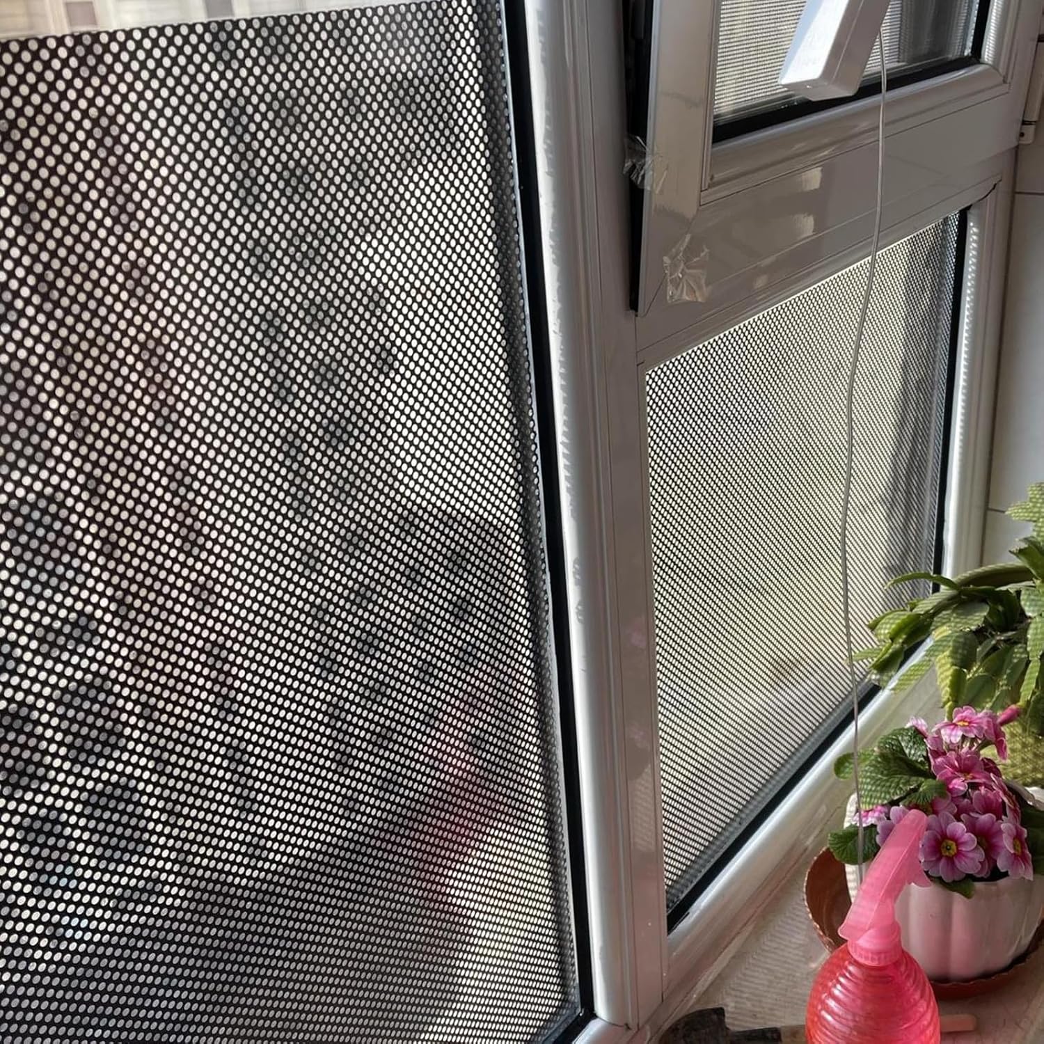 Black Perforated Window Film, Perforated Vinyl Mesh Stickers Room Privacy Window Stickers House Office Car Glass Door Sticker Decoration (19.69"x196.85")